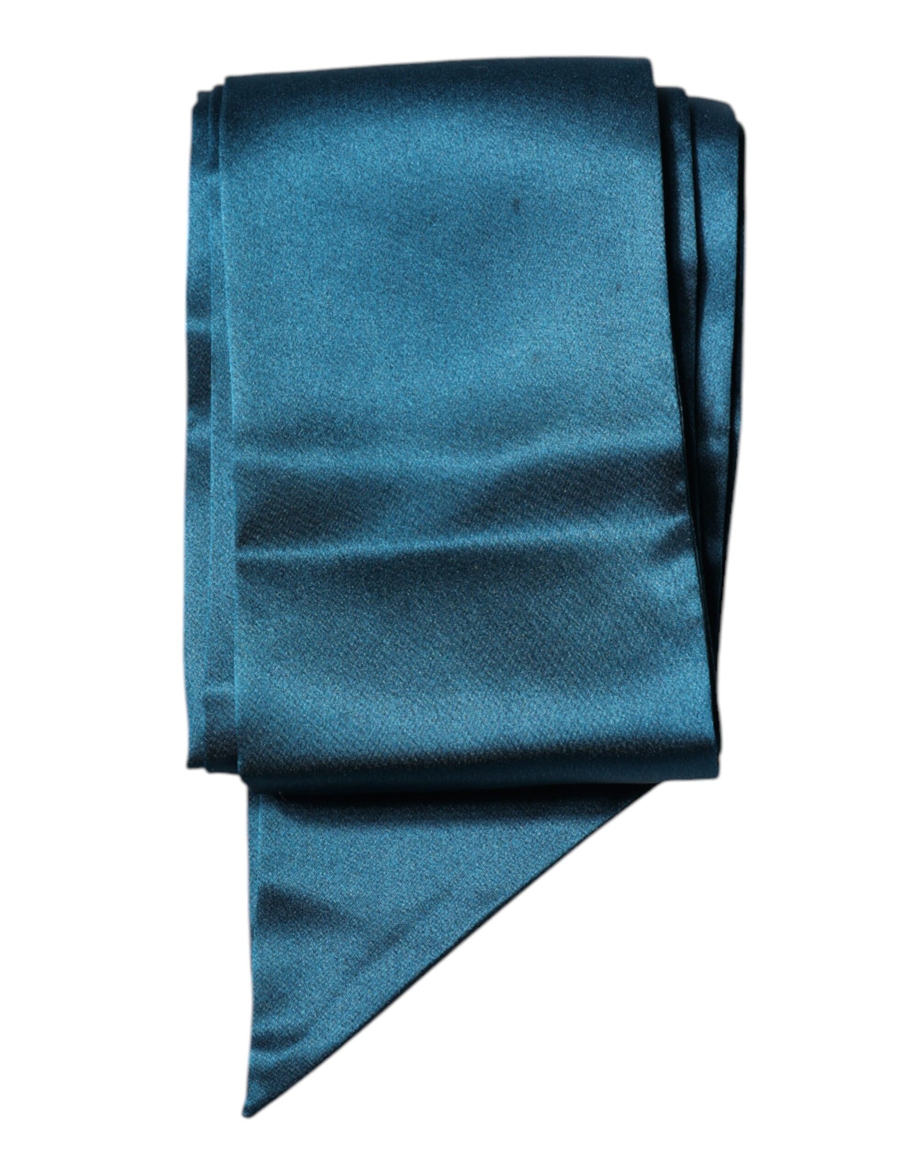 Dolce & Gabbana Dark Green Satin Silk Skinny Foulard Scarf | Regal Royce