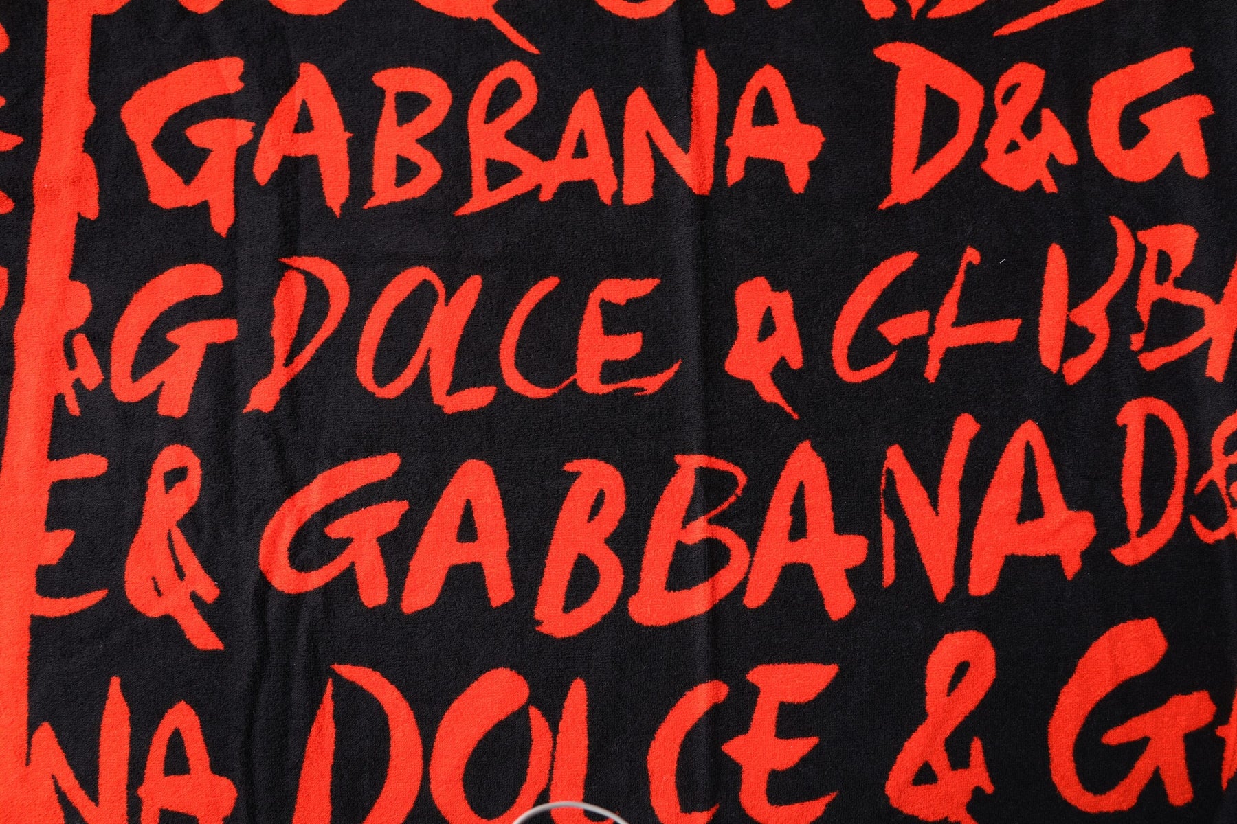 Dolce & Gabbana Black Red Logo Print Cotton Beach Towel | Regal Royce