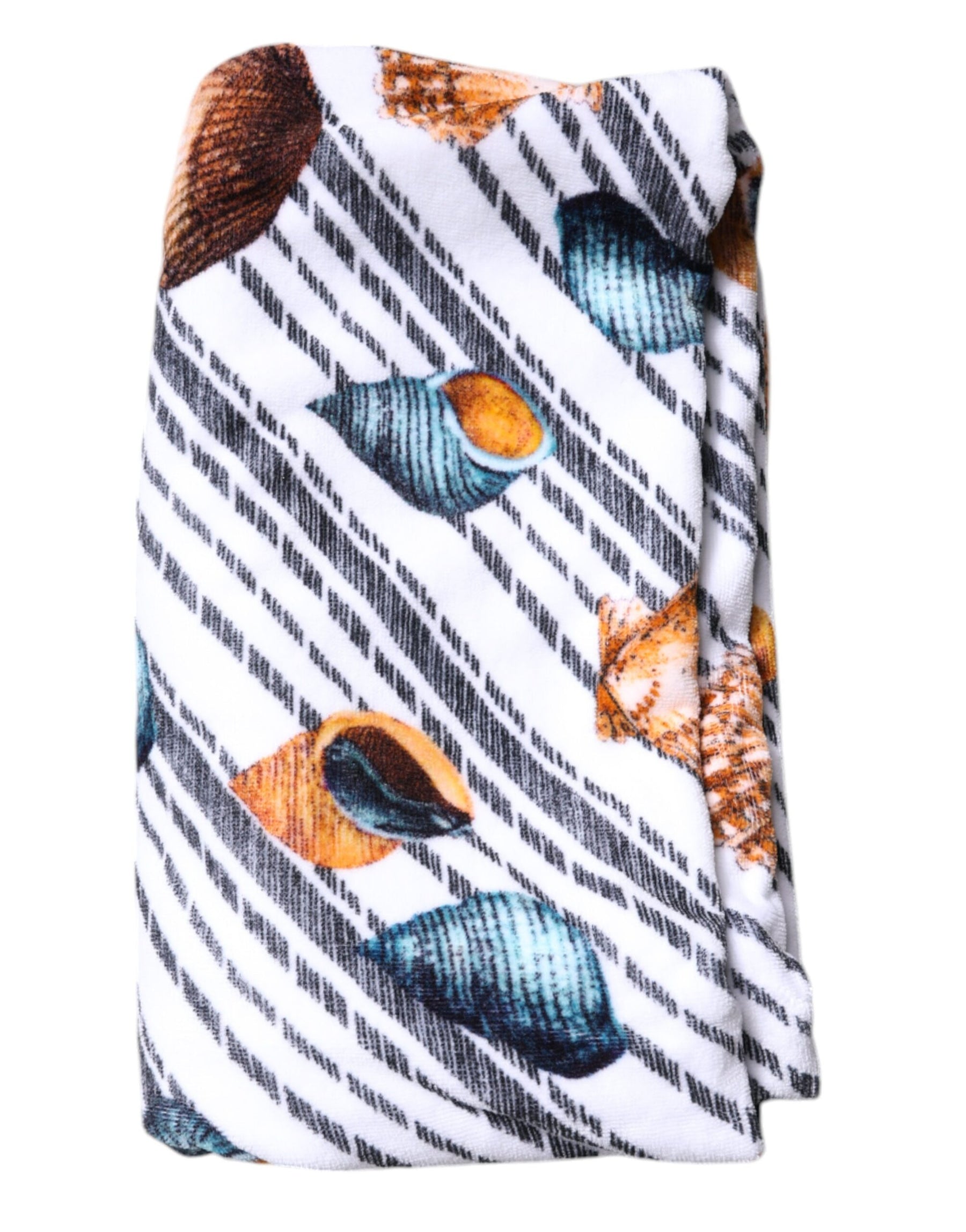 Dolce & Gabbana Multicolor Stripes Seashells Beach Towel | Regal Royce