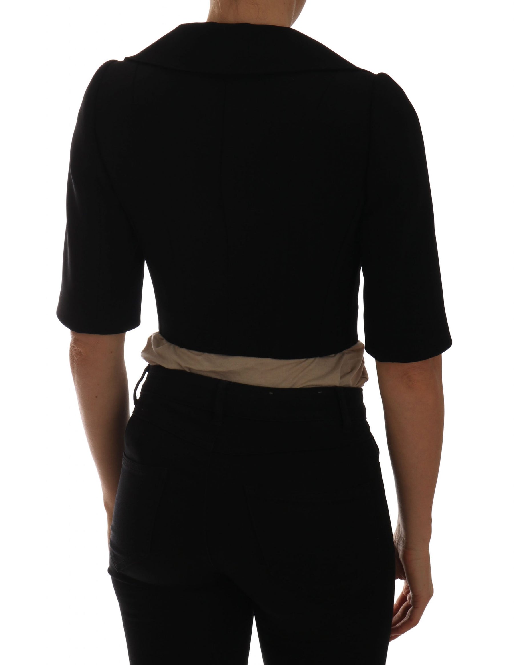 Dolce & Gabbana Black Short Croped Jacket Blazer | Regal Royce