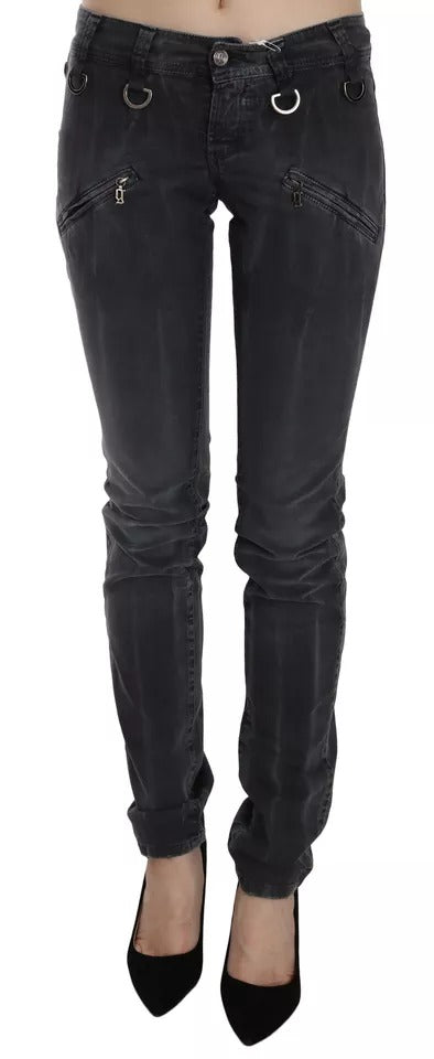 John Galliano Grey Washed Low Waist Zipper Side Skinny Denim Jeans | Regal Royce