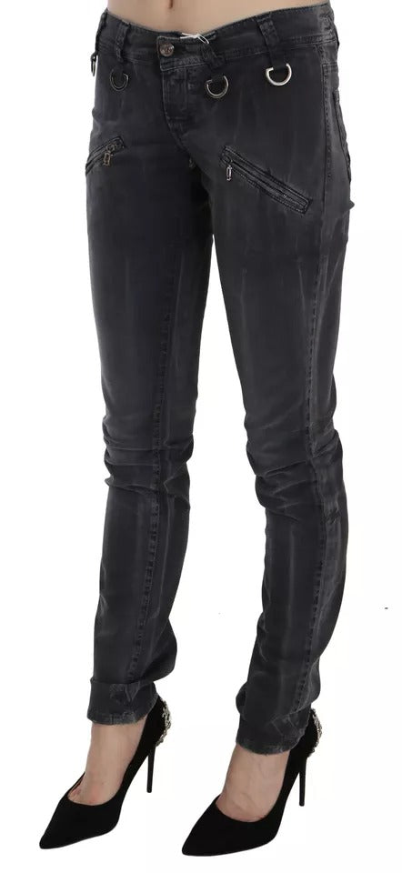 John Galliano Grey Washed Low Waist Zipper Side Skinny Denim Jeans | Regal Royce