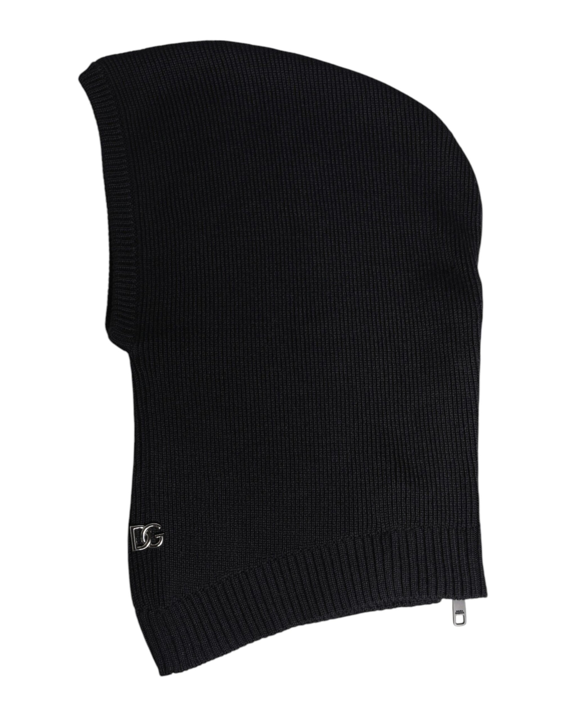 Dolce & Gabbana Black Wool Whole Head Wrap Balaclava Hat | Regal Royce