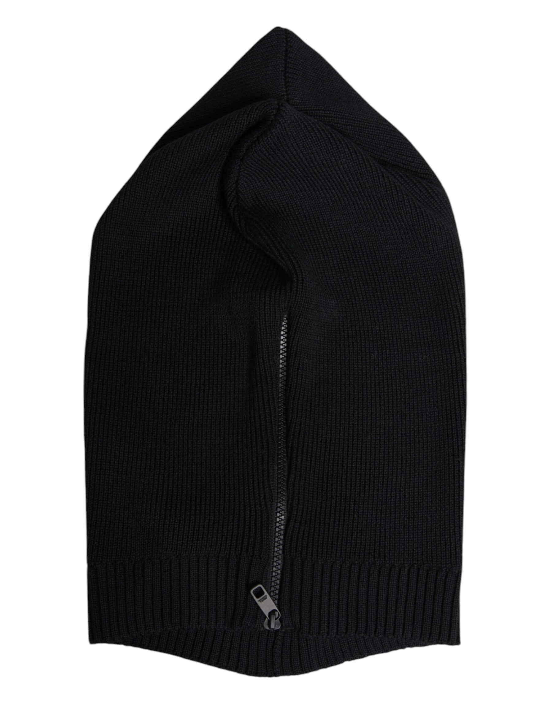Dolce & Gabbana Black Wool Whole Head Wrap Balaclava Hat | Regal Royce