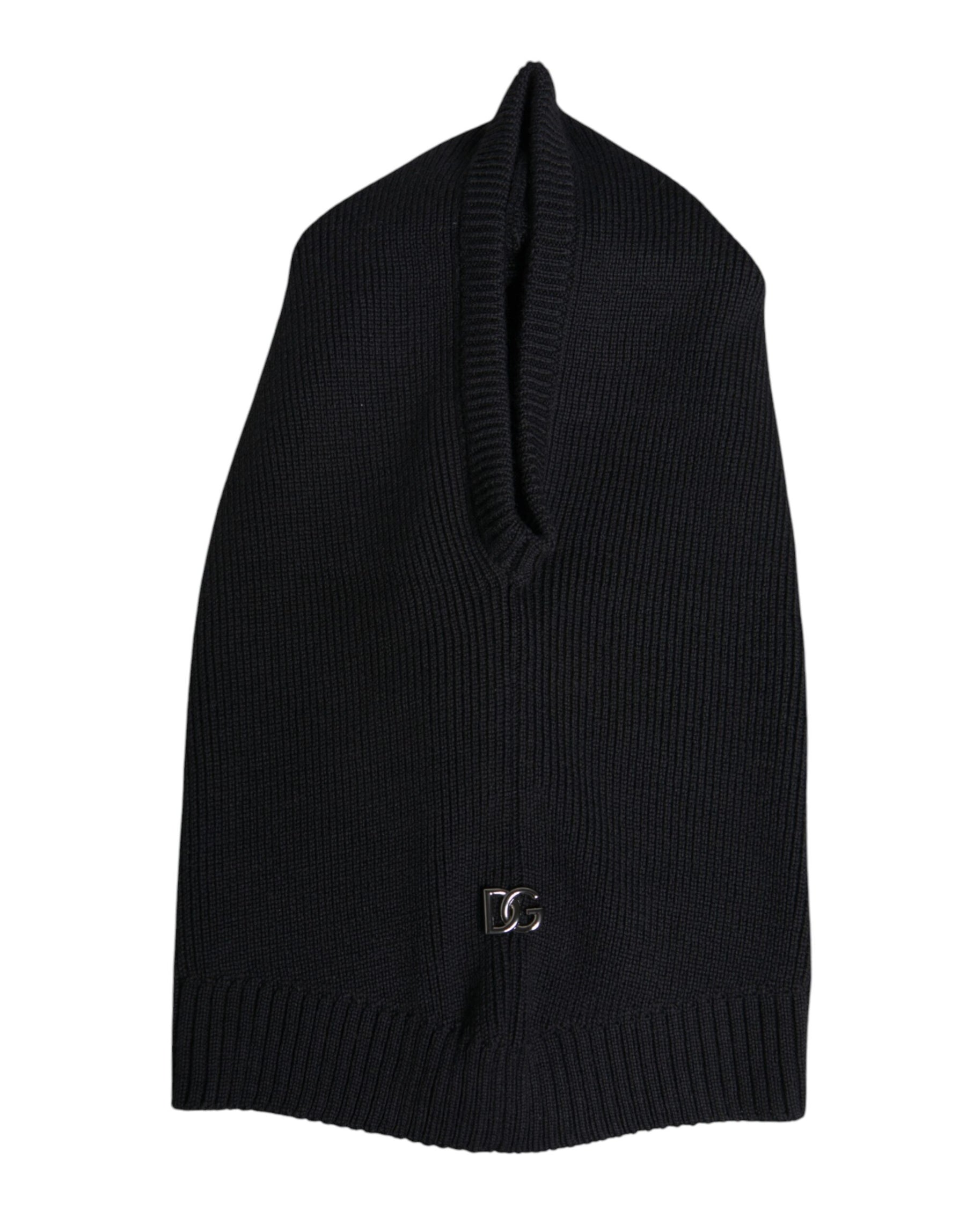 Dolce & Gabbana Black Wool Whole Head Wrap Balaclava Hat | Regal Royce