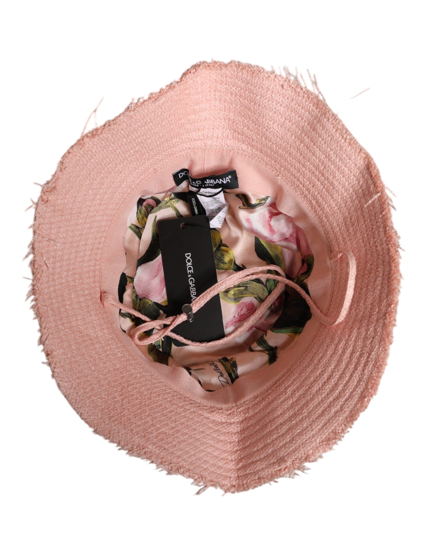 Dolce & Gabbana Pink Cotton Wide Brim Bucket Hat | Regal Royce