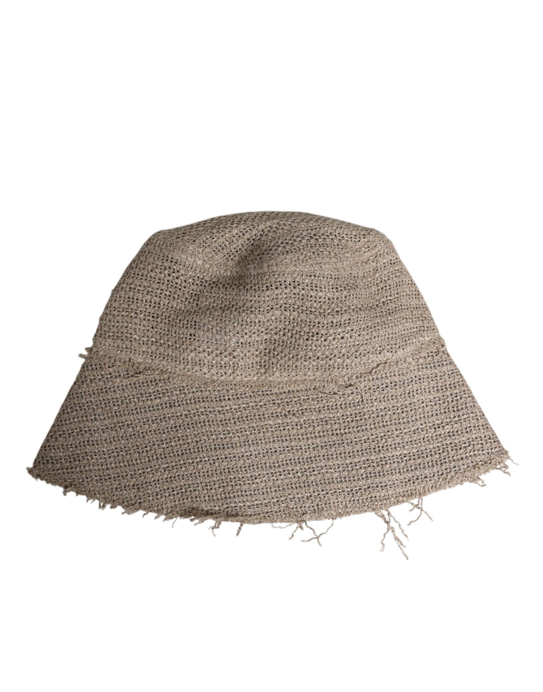 Dolce & Gabbana Beige Linen Wide Brim Bucket Hat | Regal Royce