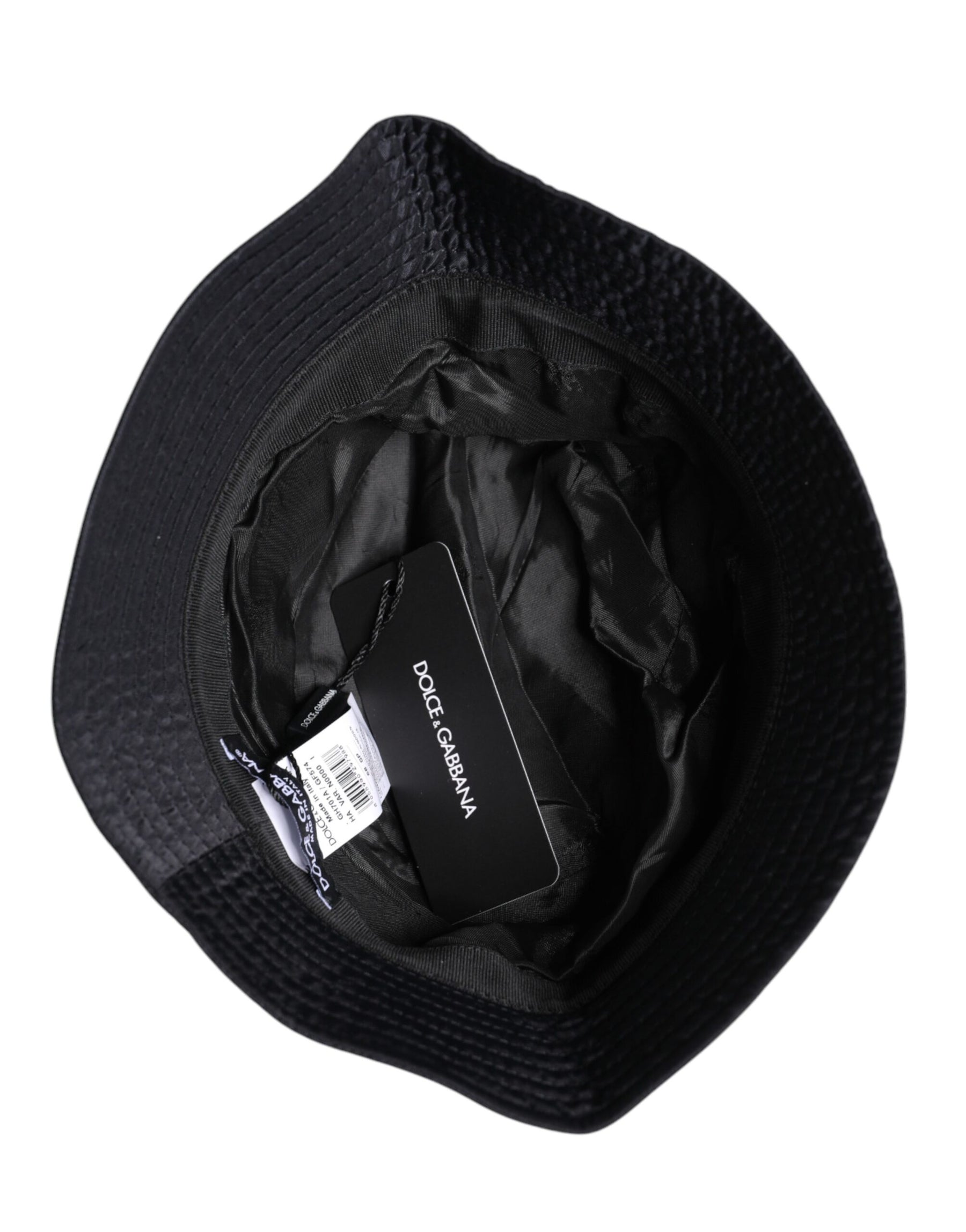 Dolce & Gabbana Black Cotton Wide Brim Bucket Hat | Regal Royce