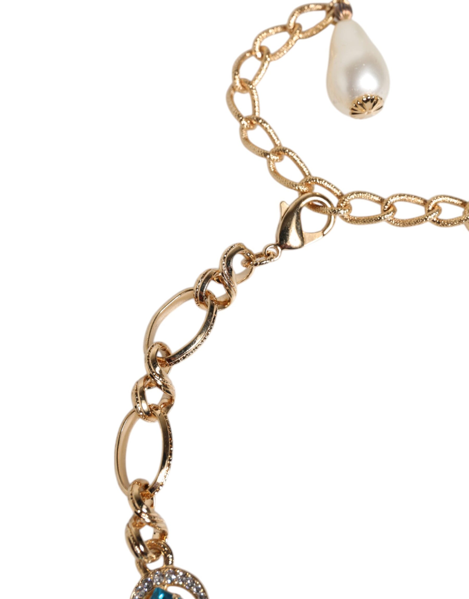 Dolce & Gabbana Gold Brass Pietre Oval Crystal Embellished Necklace | Regal Royce