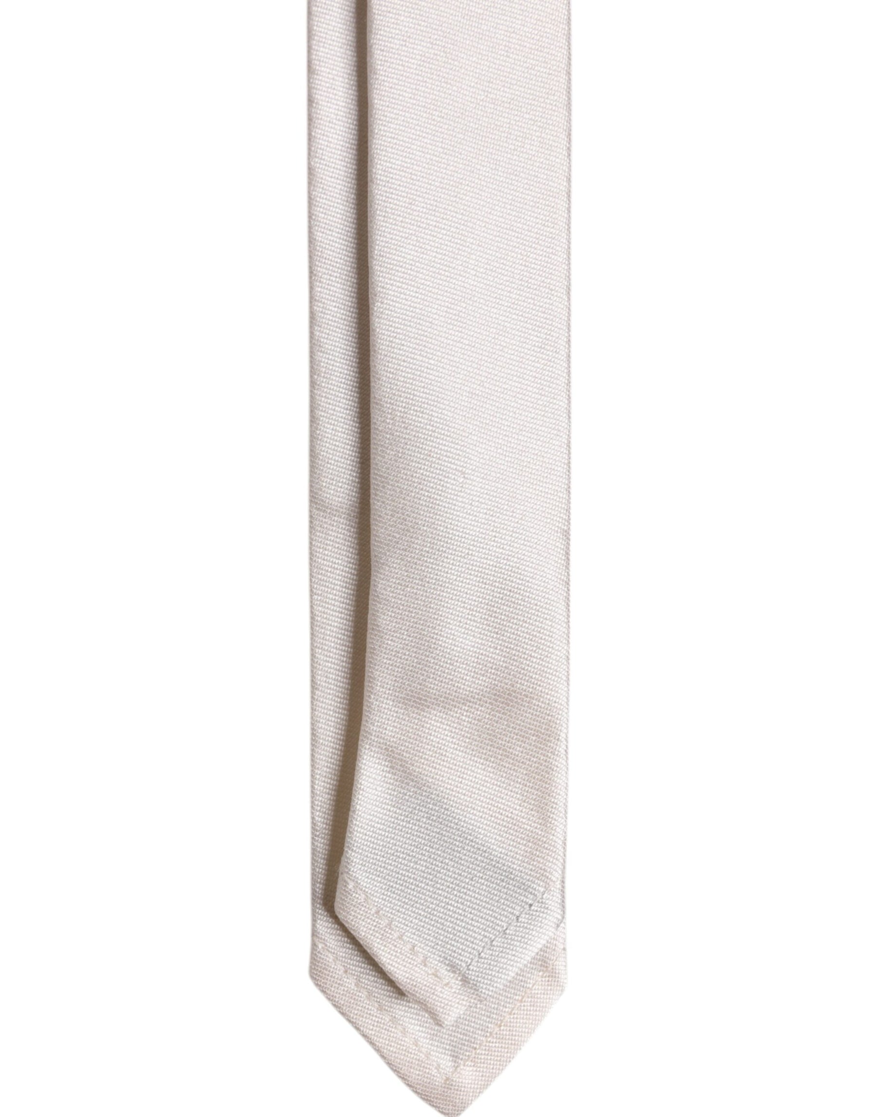 Dolce & Gabbana White Solid Silk Adjustable Necktie Tie | Regal Royce