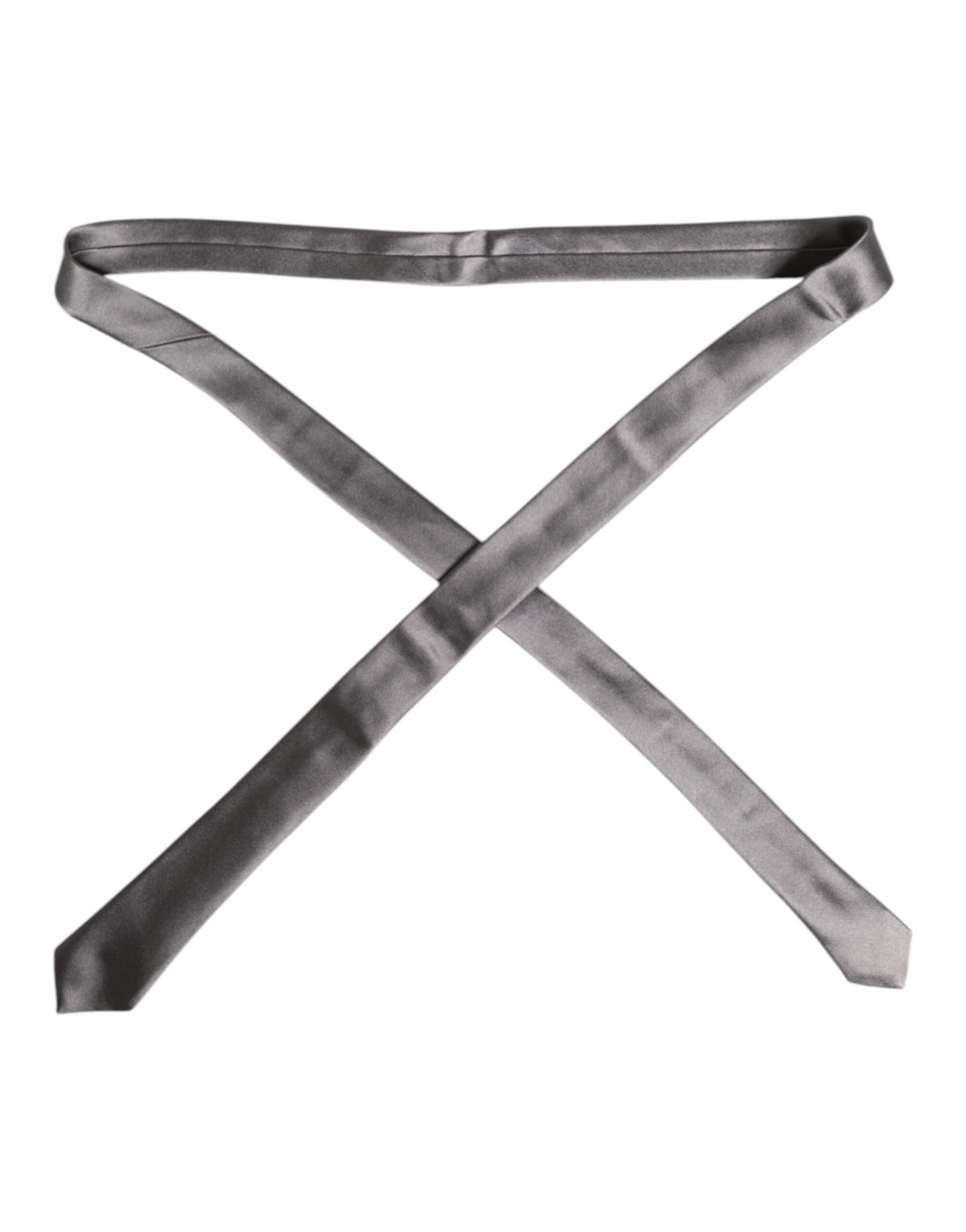 Dolce & Gabbana Metallic Silver Silk Adjustable Necktie Tie | Regal Royce