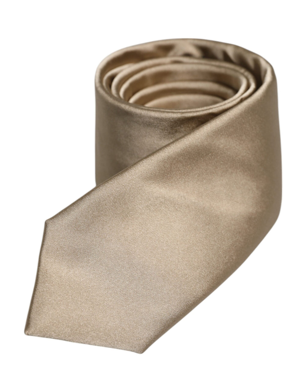 Dolce & Gabbana Beige Solid Silk Adjustable Necktie Tie