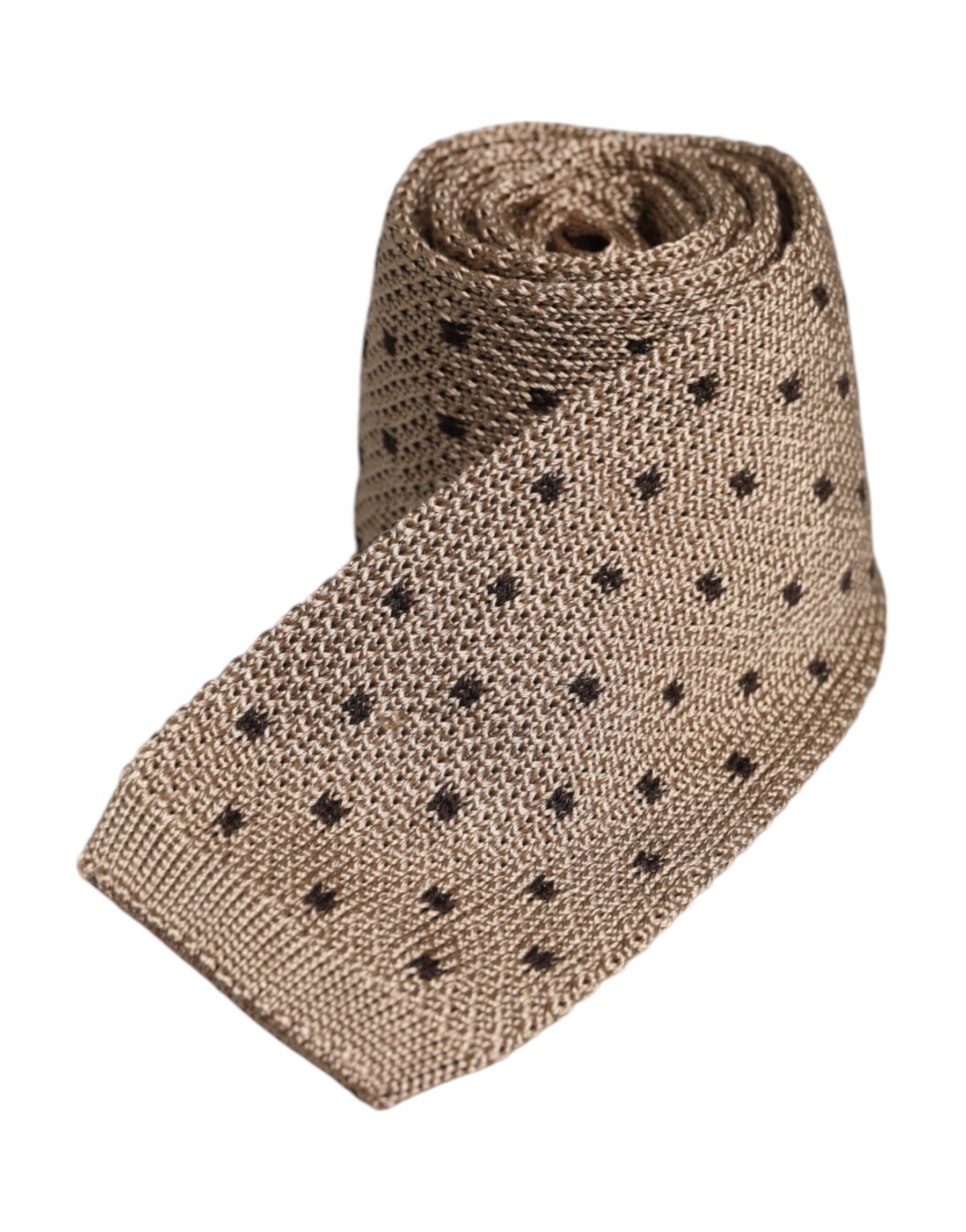 Dolce & Gabbana Beige Polka Dot Silk Adjustable Necktie Tie | Regal Royce