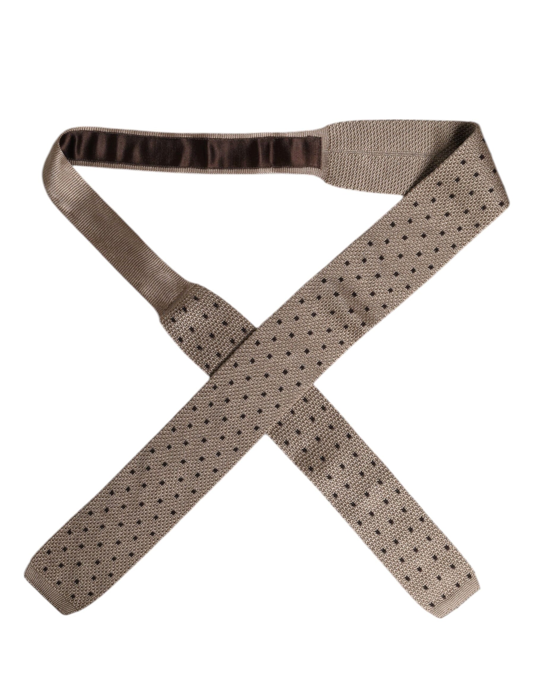 Dolce & Gabbana Beige Polka Dot Silk Adjustable Necktie Tie | Regal Royce