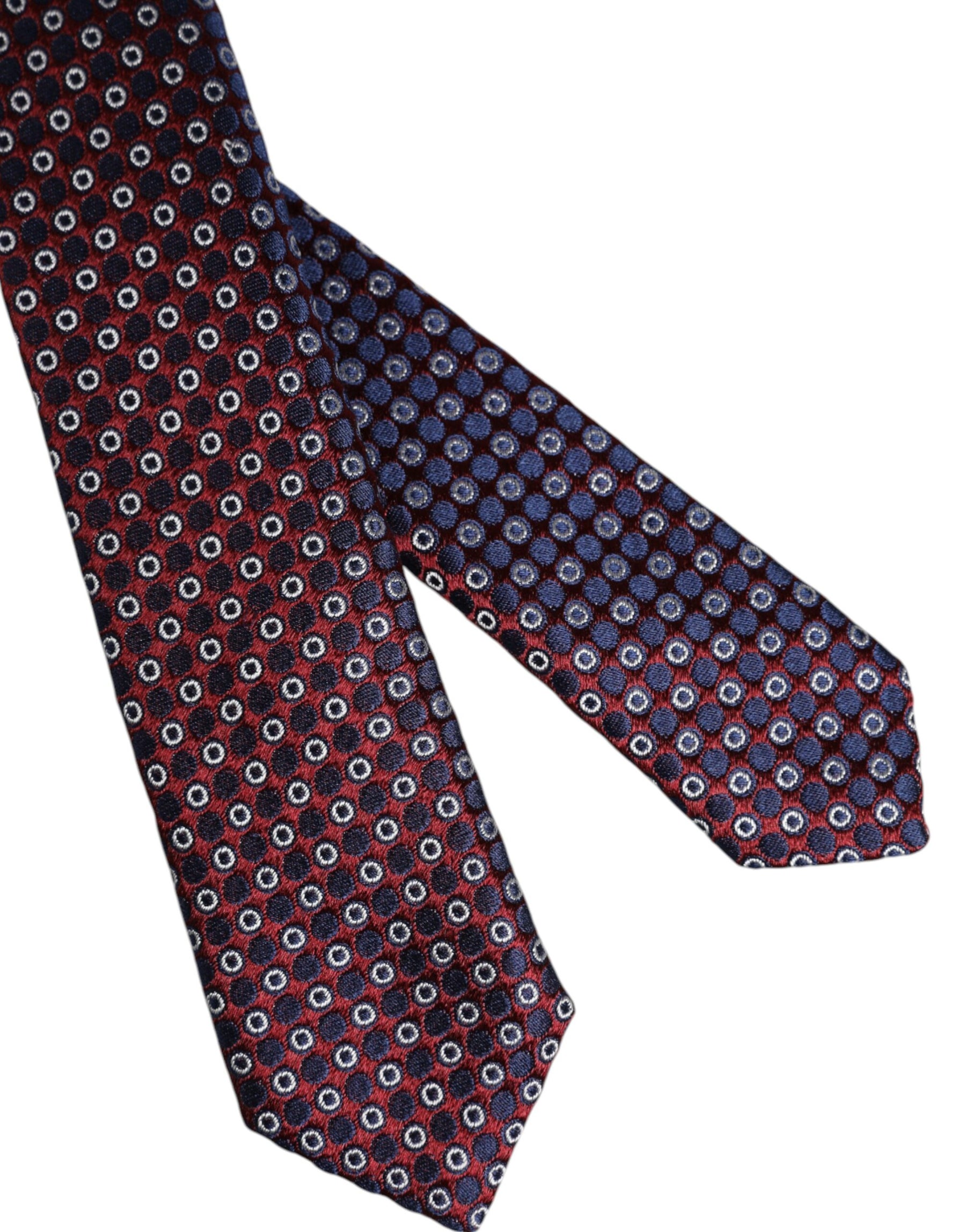Dolce & Gabbana Red Blue Circles Silk Adjustable Necktie Tie | Regal Royce