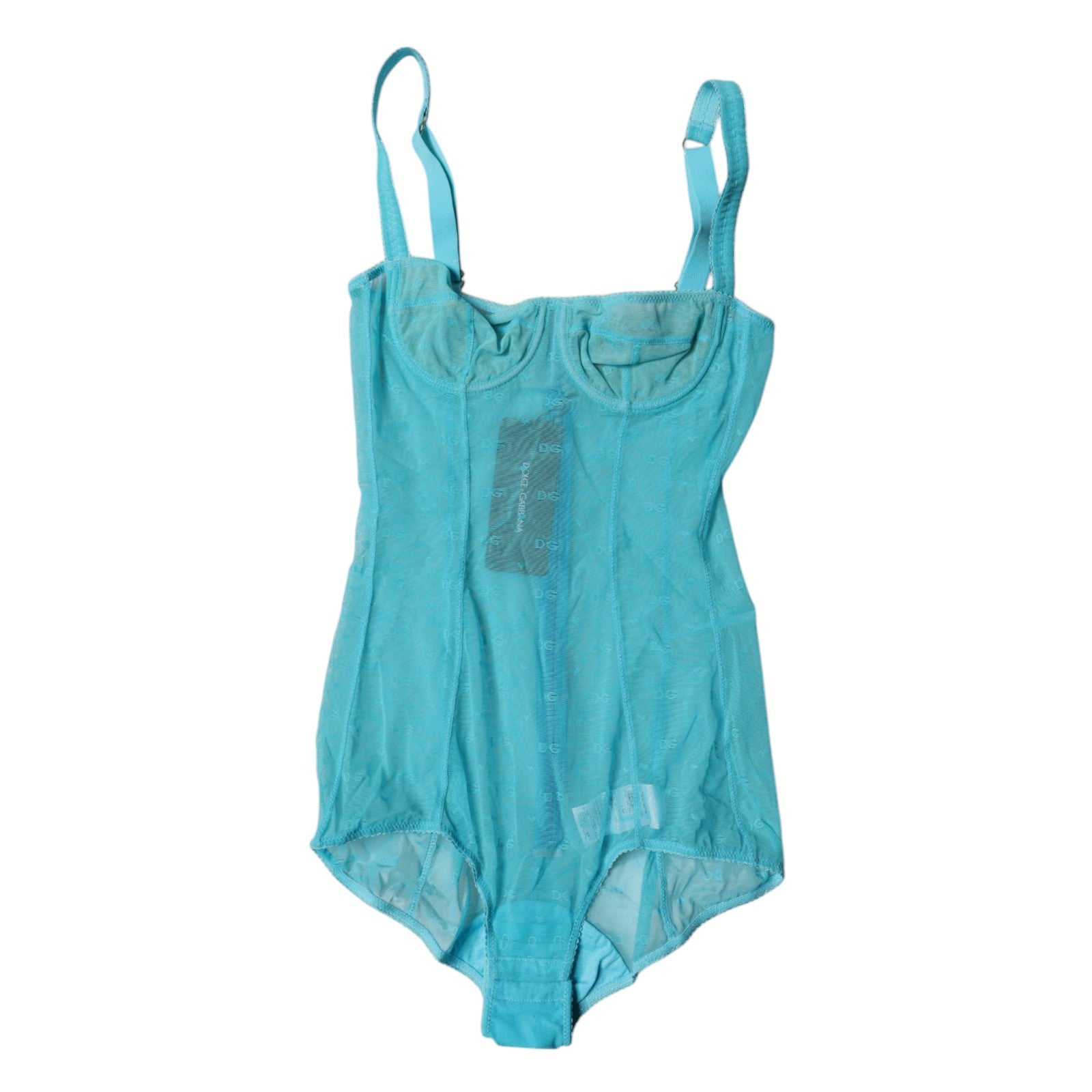Dolce & Gabbana Blue Tulle Balconette Bra Bodysuit Underwear | Regal Royce