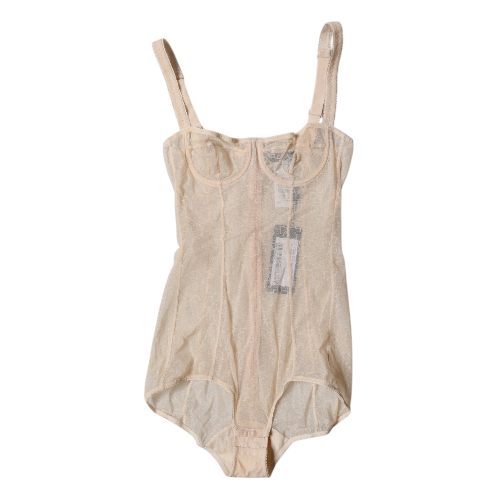 Dolce & Gabbana Beige Tulle Balconette Bra Bodysuit Underwear | Regal Royce