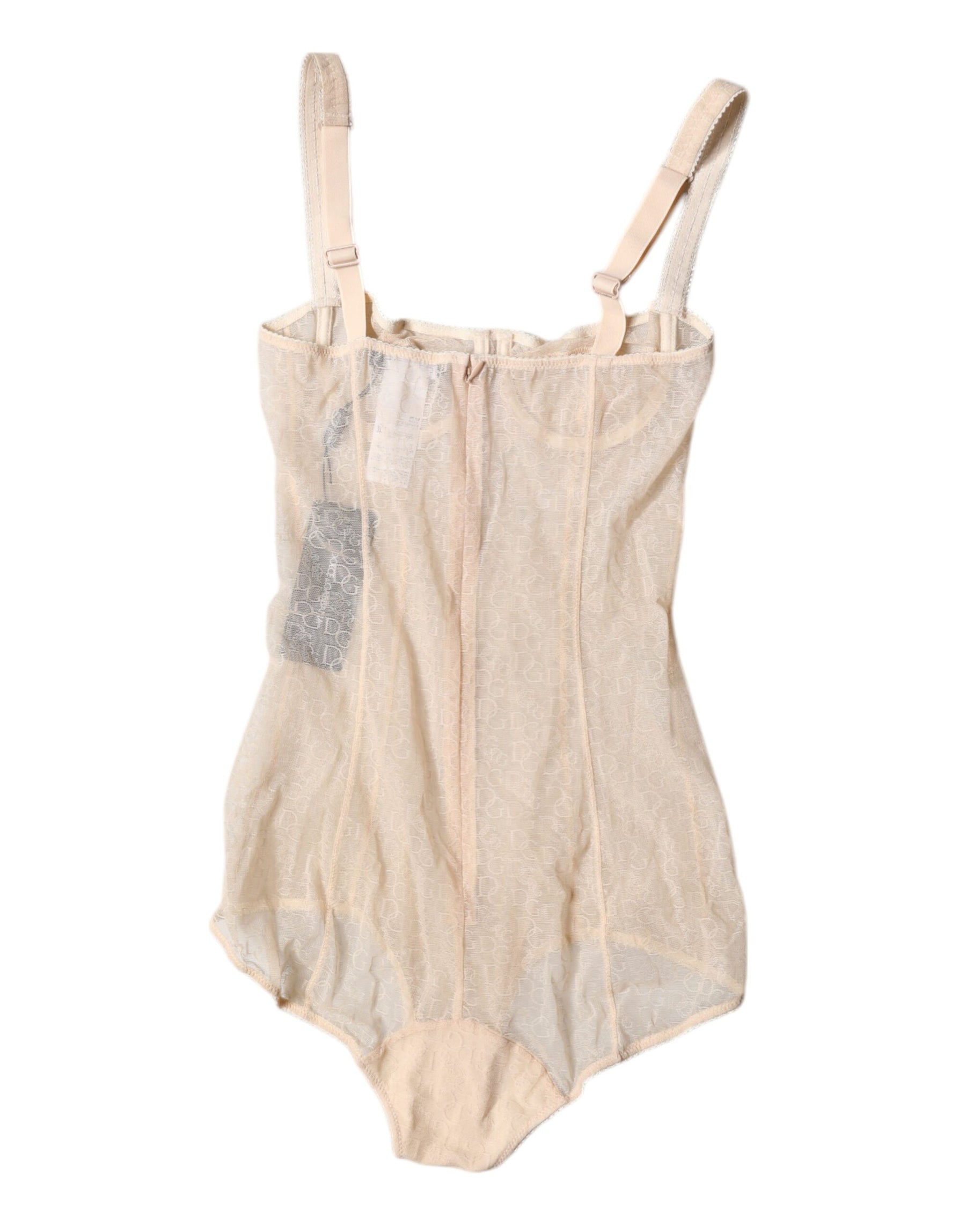 Dolce & Gabbana Beige Tulle Balconette Bra Bodysuit Underwear | Regal Royce