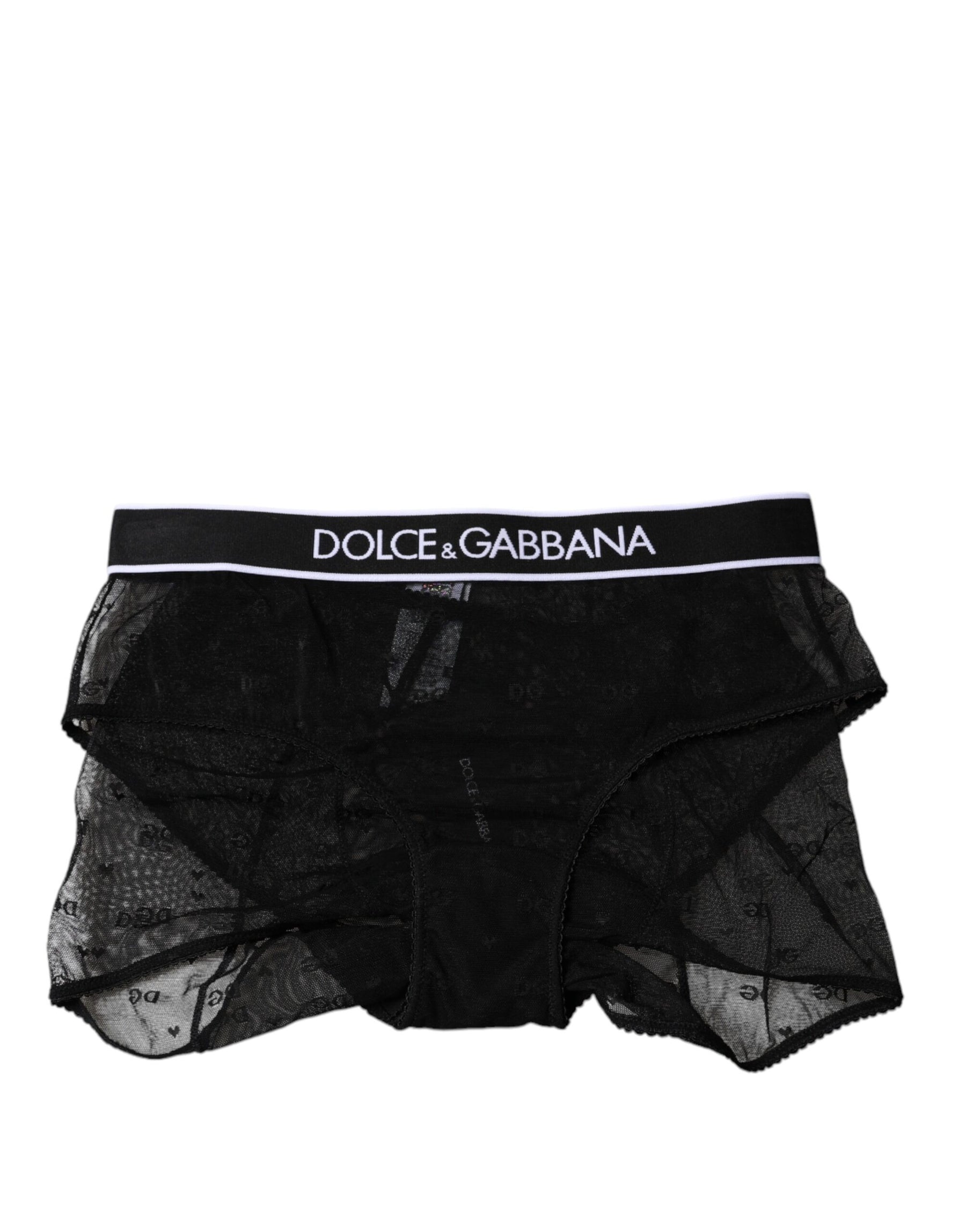 Dolce & Gabbana Black Tulle Nylon Mid Waist Panty Underwear | Regal Royce