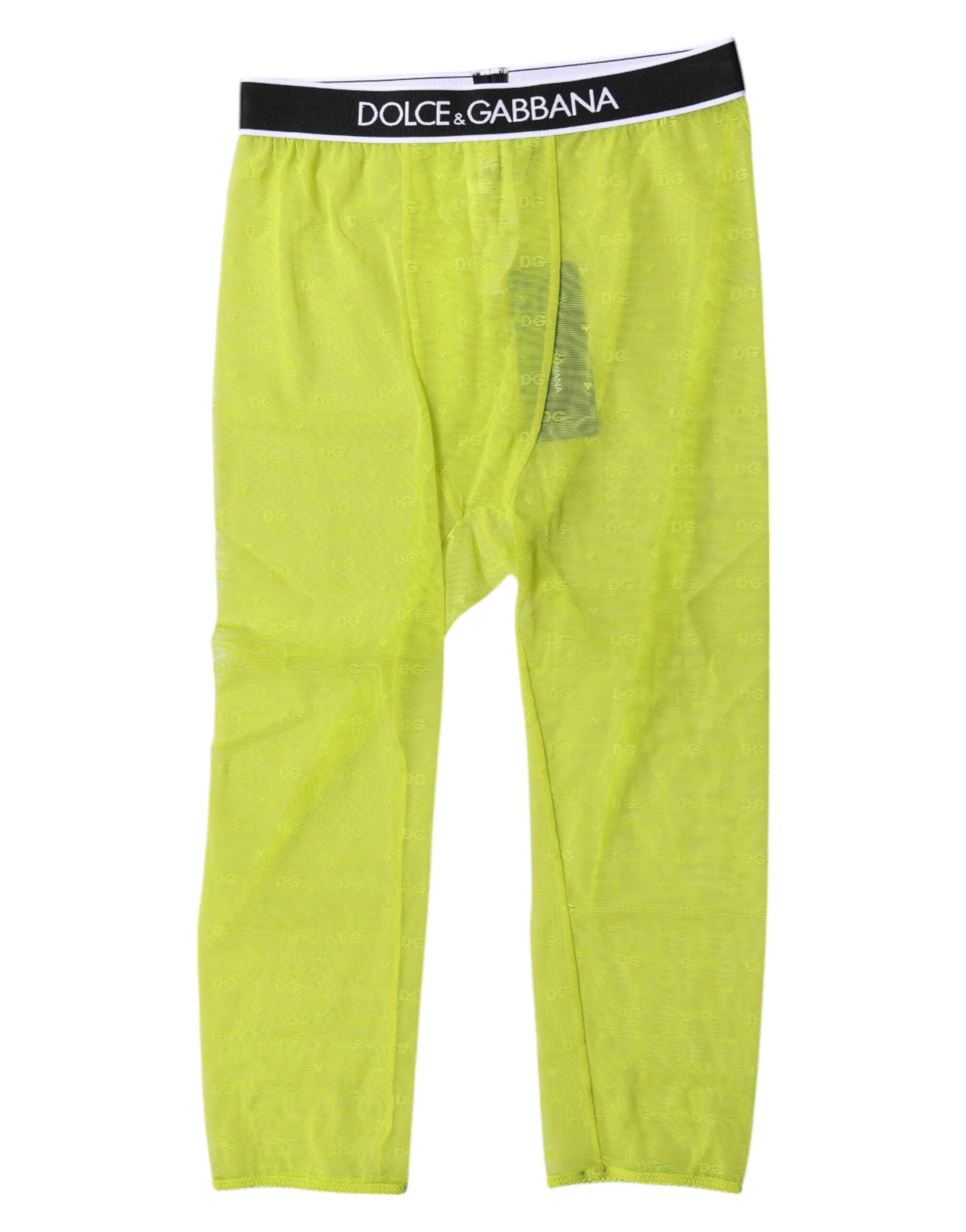 Dolce & Gabbana Green DG Logo Nylon Cropped Tights Underwear | Regal Royce