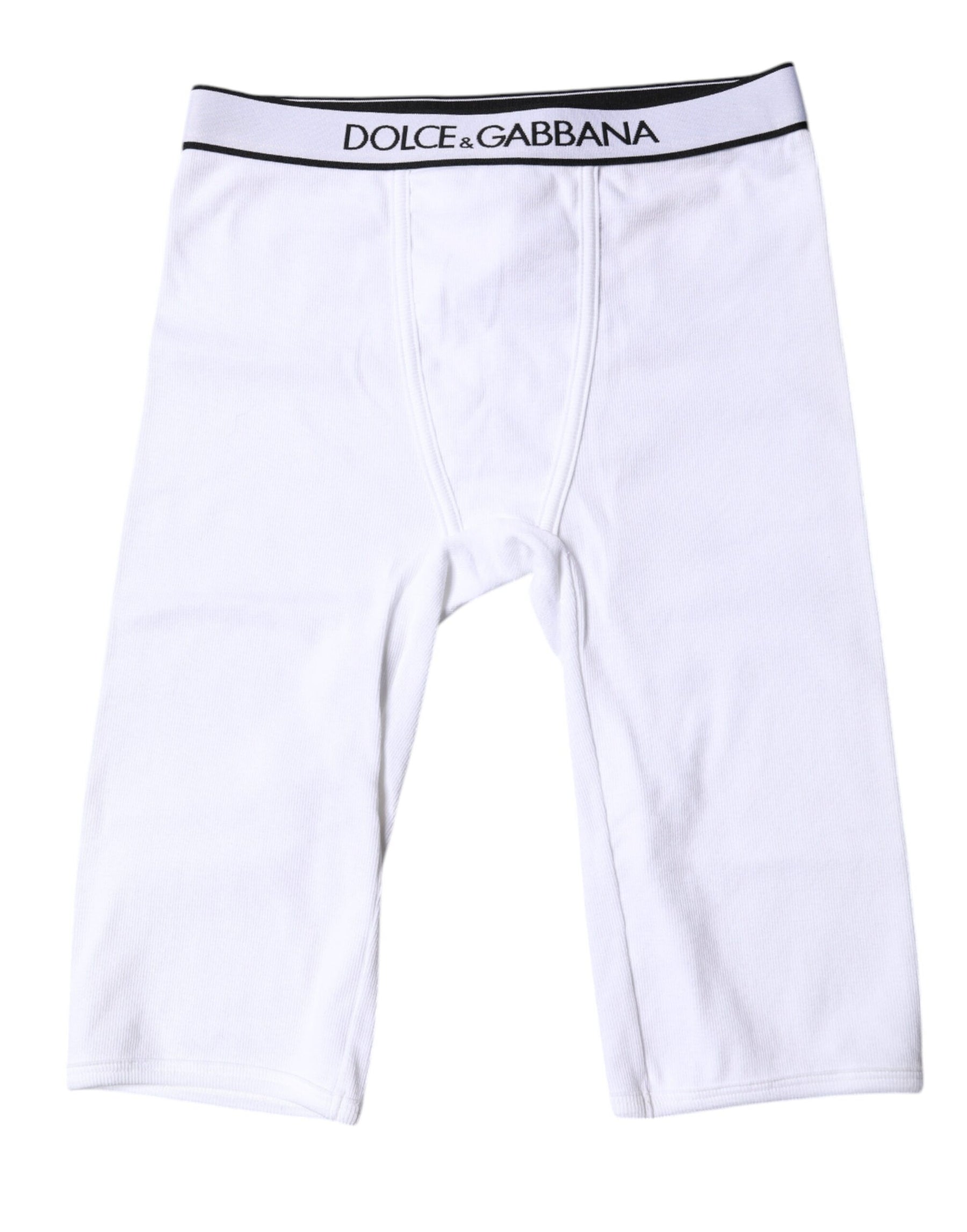 Dolce & Gabbana White Logo Cotton Cropped Tights Underwear | Regal Royce