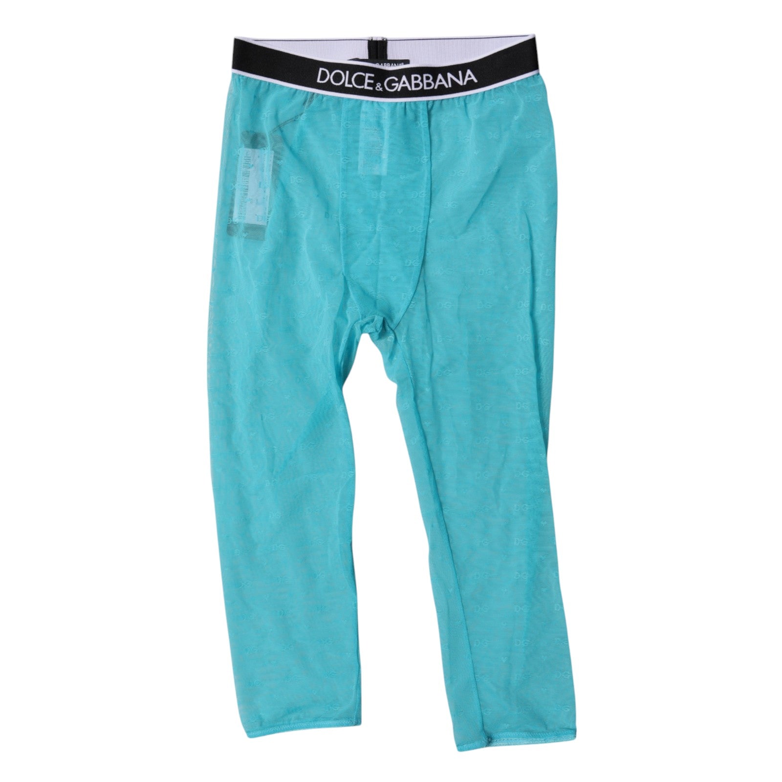 Dolce & Gabbana Light Blue DG Logo Nylon Cropped Tights Underwear | Regal Royce