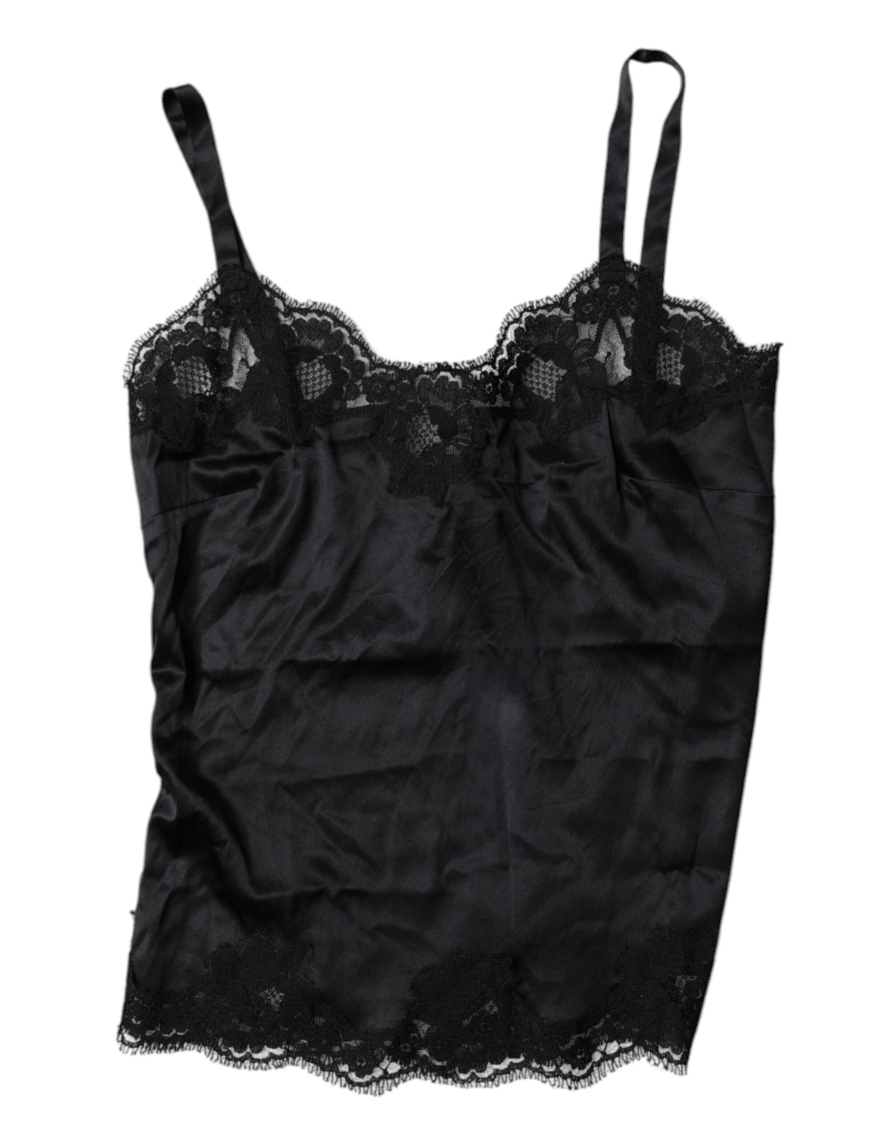 Dolce & Gabbana Black Lace Silk Blend Camisole Top Underwear | Regal Royce