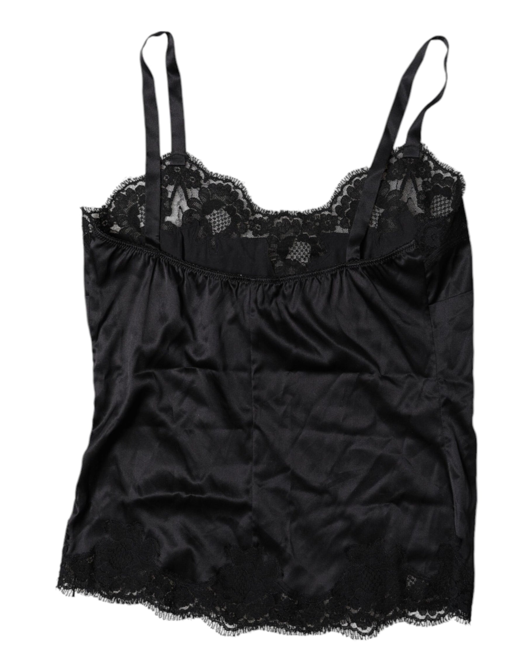 Dolce & Gabbana Black Lace Silk Blend Camisole Top Underwear | Regal Royce