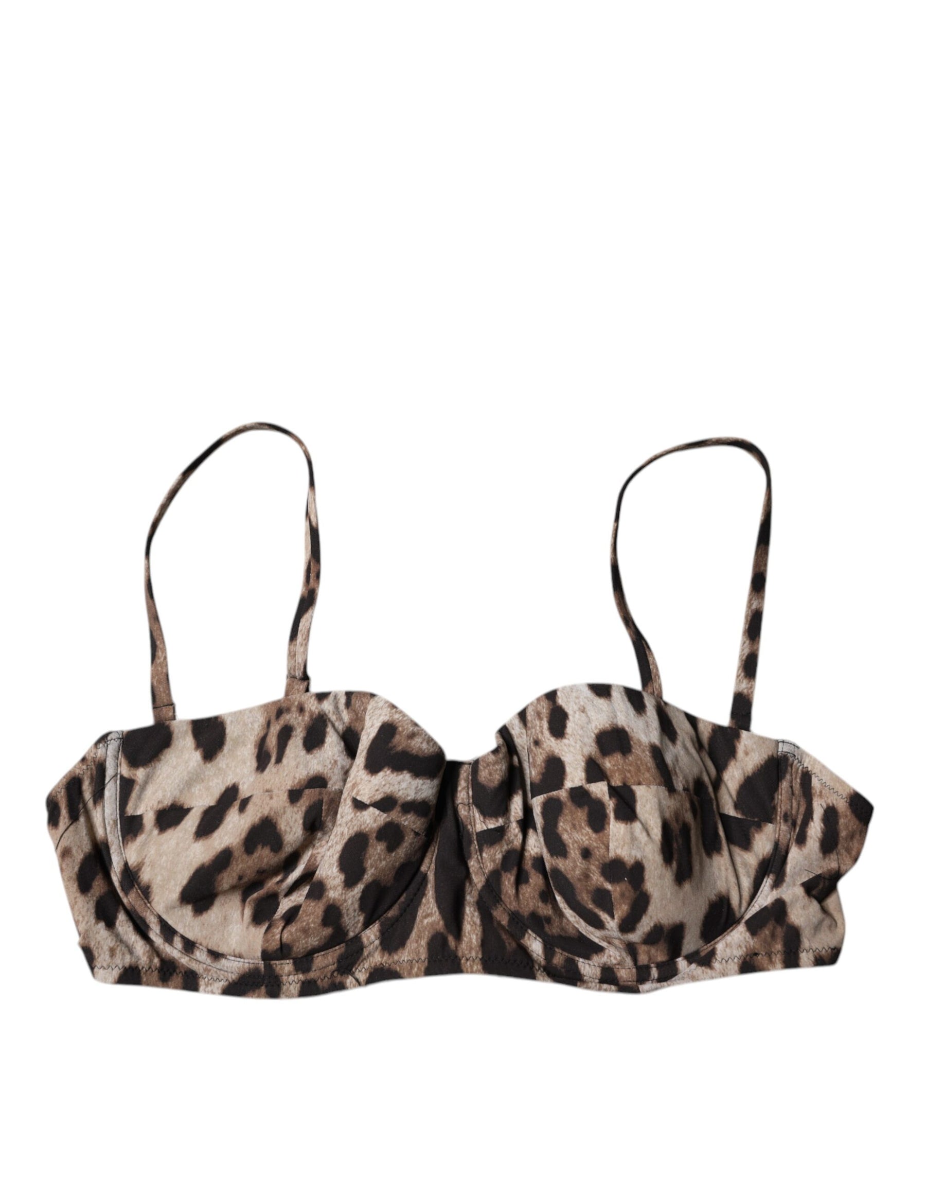 Dolce & Gabbana Brown Leopard Nylon Balconcino Bra Underwear | Regal Royce