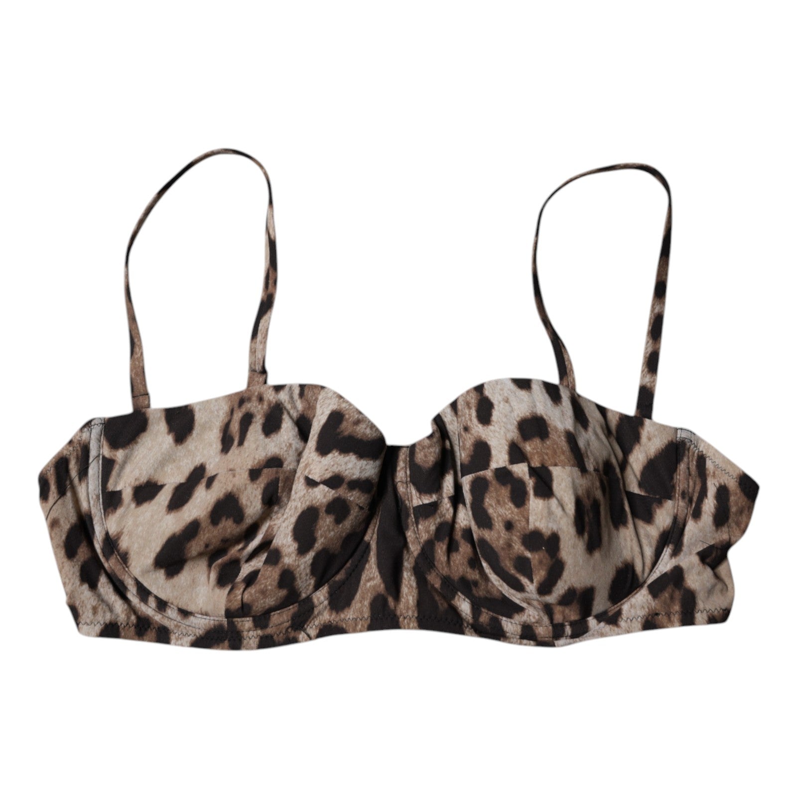 Dolce & Gabbana Brown Leopard Nylon Balconcino Bra Underwear | Regal Royce