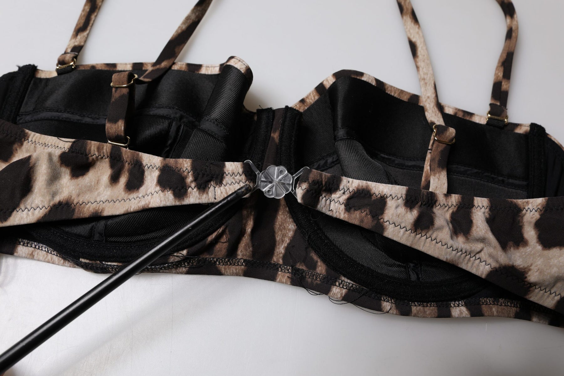 Dolce & Gabbana Brown Leopard Nylon Balconcino Bra Underwear | Regal Royce