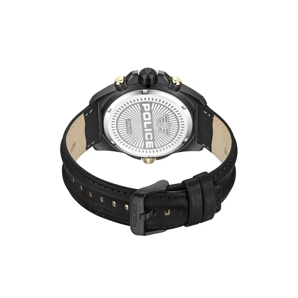 Police Black Artificial Leather Dress Watch | Regal Royce