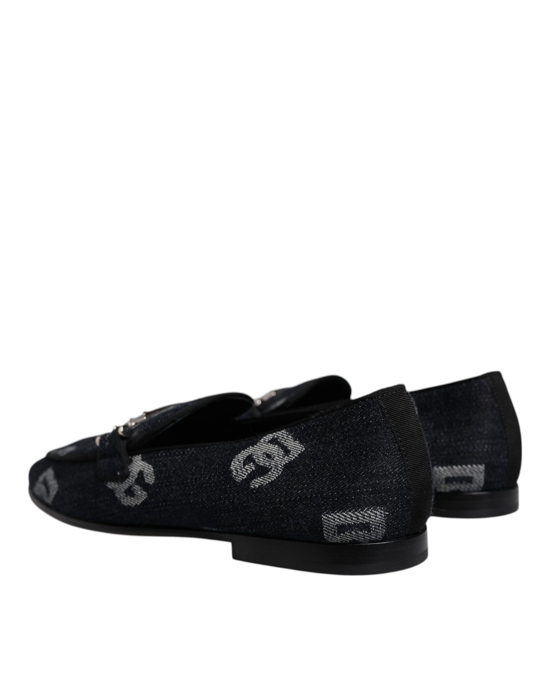 Dolce & Gabbana Black Logo Cotton Loafers Formal Dress Shoes | Regal Royce
