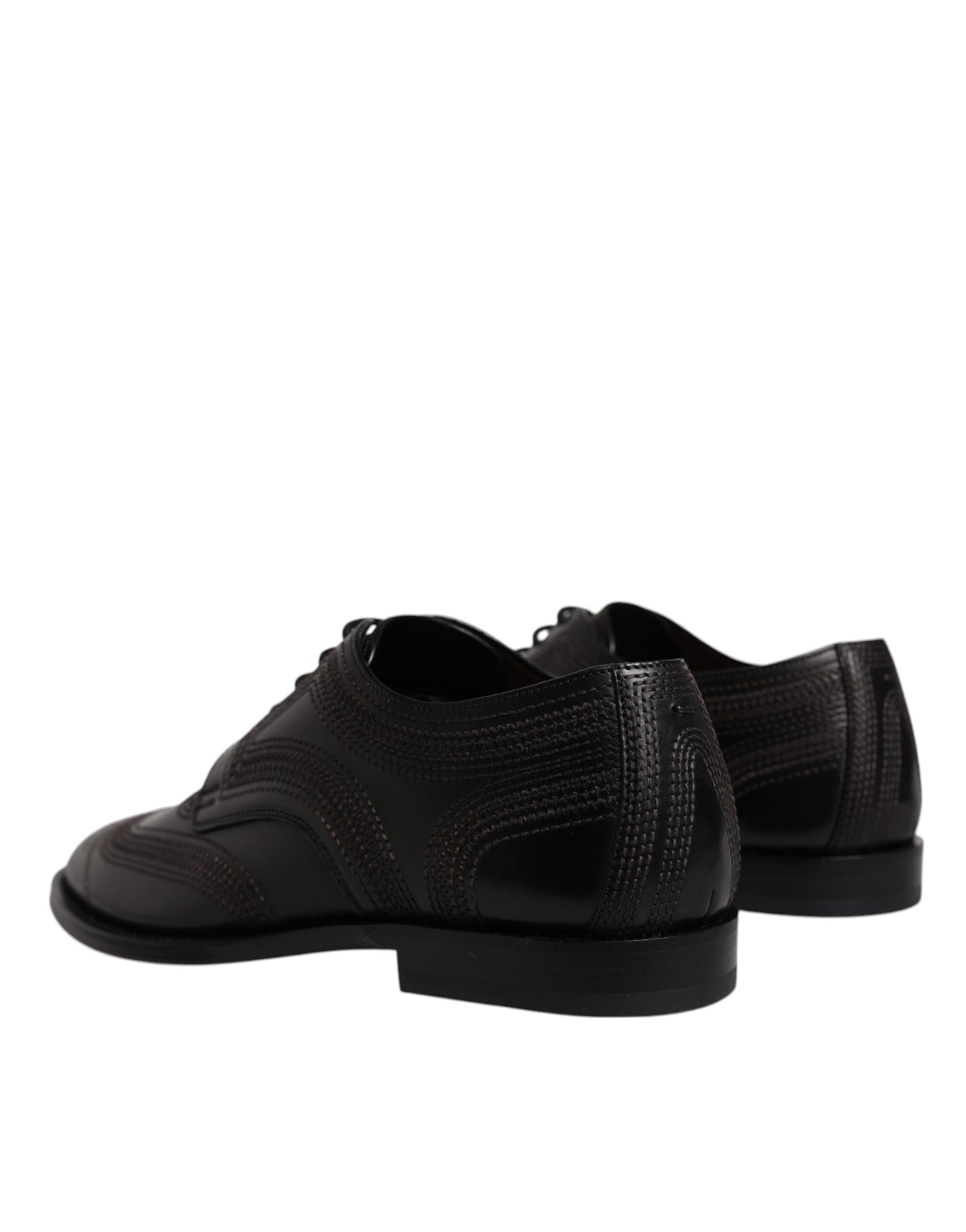 Dolce & Gabbana Black Embroidered Classic Leather Derby Dress Shoes | Regal Royce