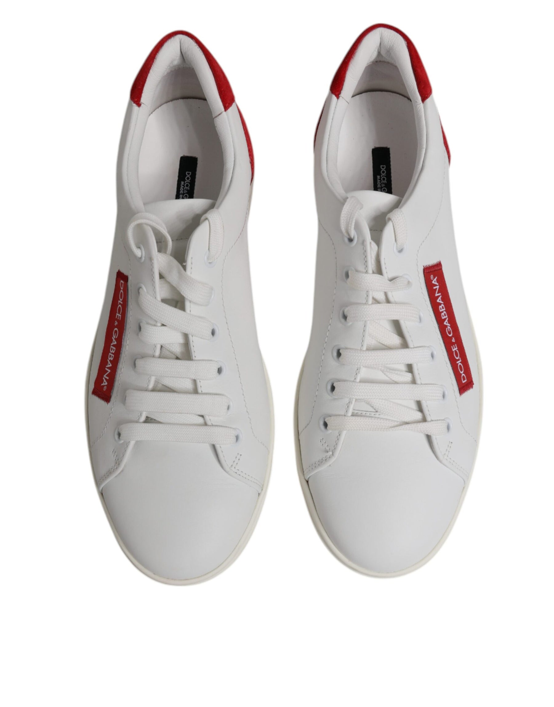 Dolce & Gabbana White Suede Leather Low Top Sneakers Shoes | Regal Royce