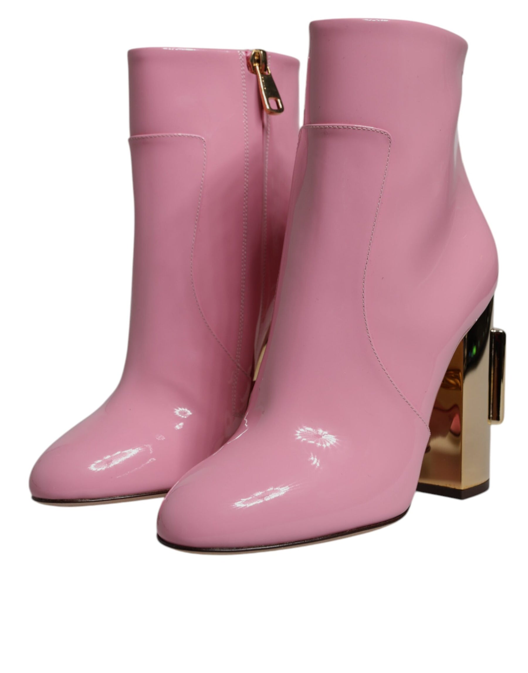 Dolce & Gabbana Pink Patent Leather Heel Mid Calf Boots Shoes | Regal Royce