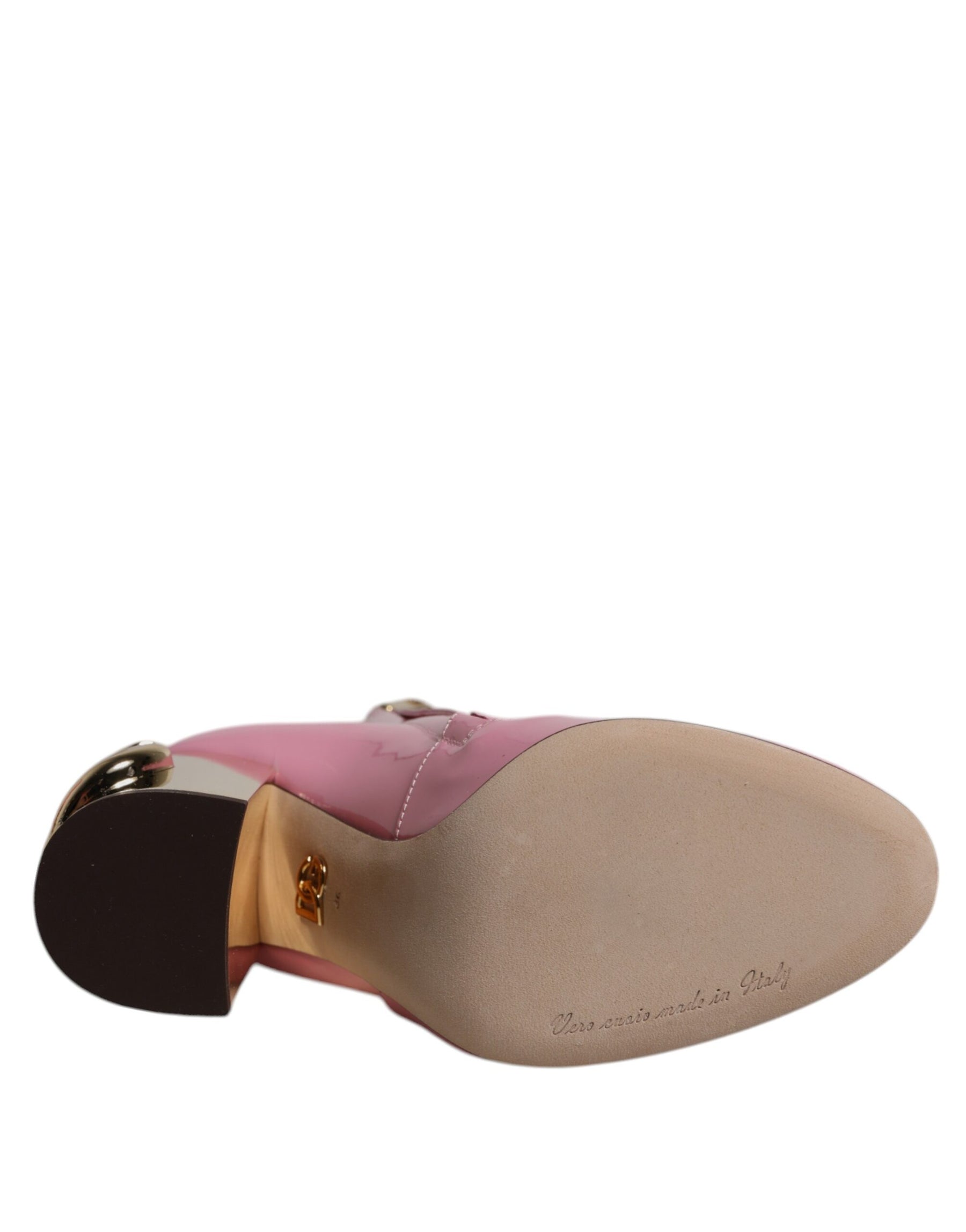 Dolce & Gabbana Pink Patent Leather Heel Mid Calf Boots Shoes | Regal Royce