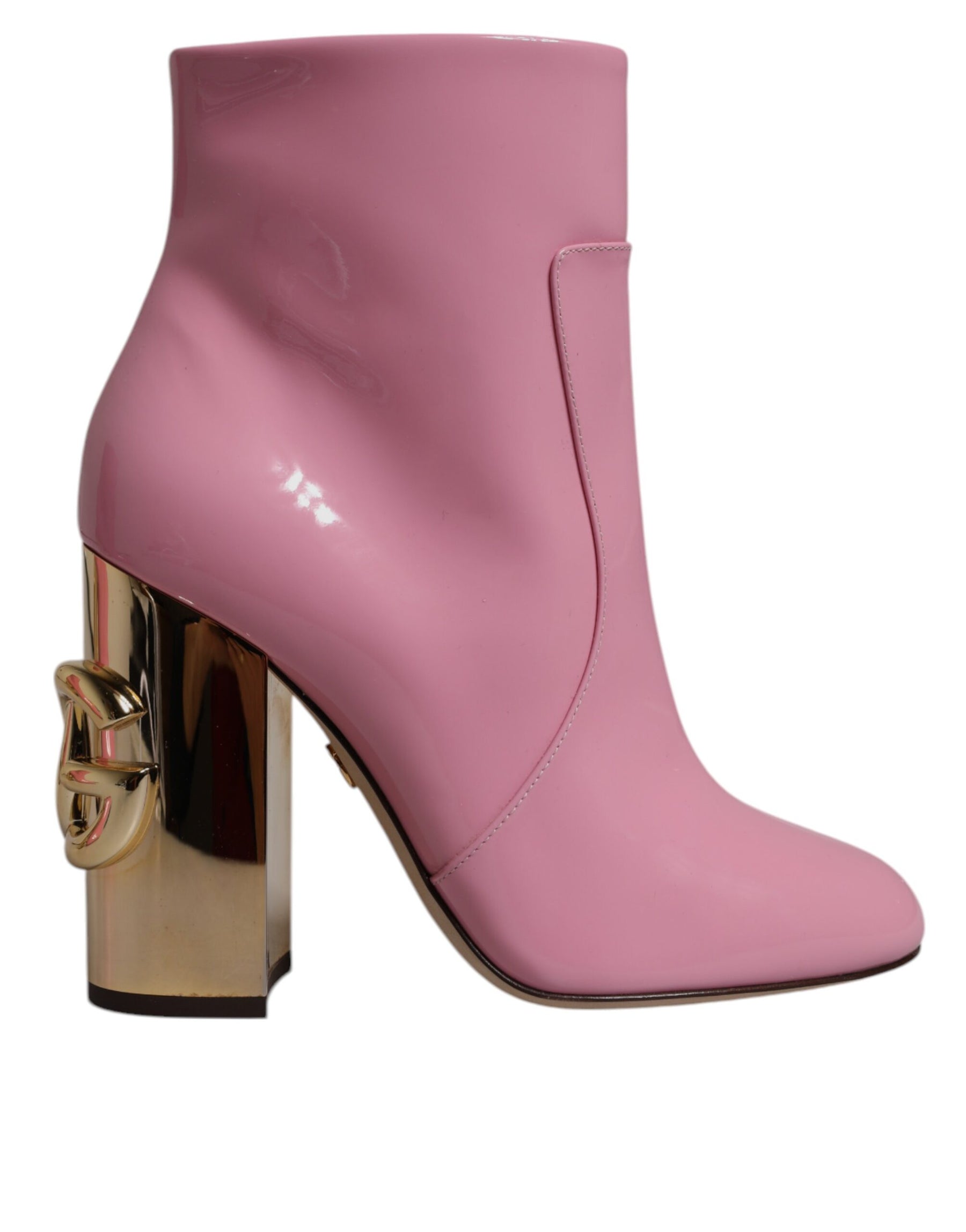 Dolce & Gabbana Pink Patent Leather Heel Mid Calf Boots Shoes | Regal Royce