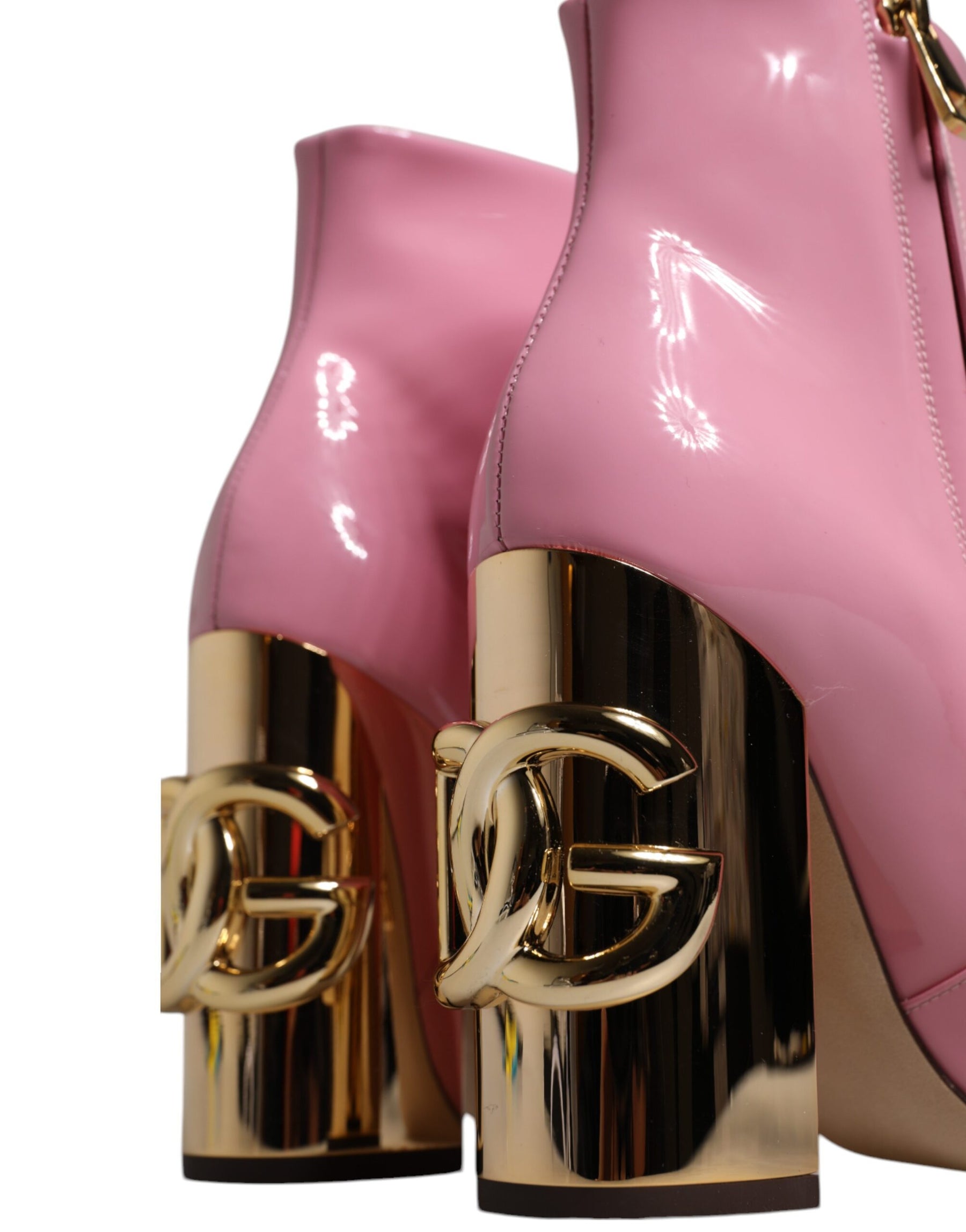 Dolce & Gabbana Pink Patent Leather Heel Mid Calf Boots Shoes | Regal Royce