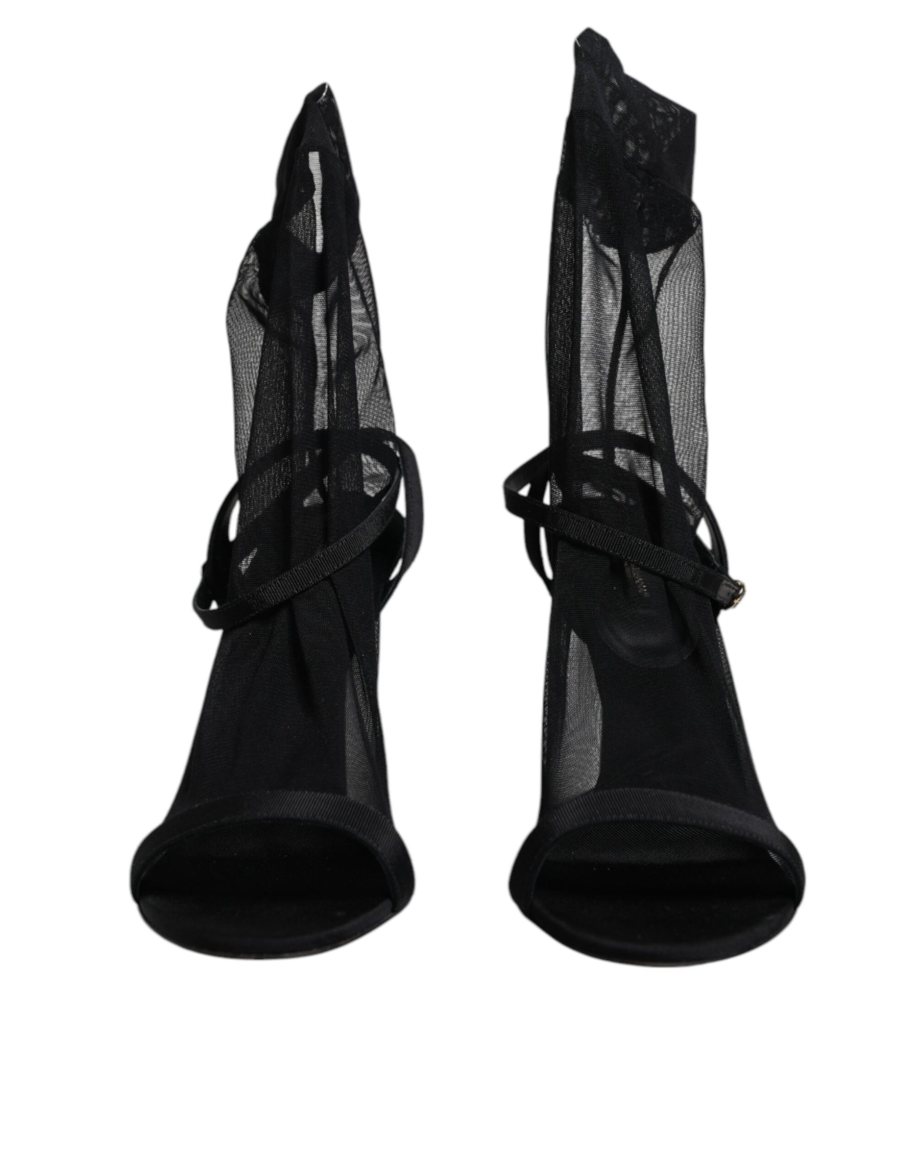 Dolce & Gabbana Black Tulle Stretch Heels Sandals Shoes | Regal Royce