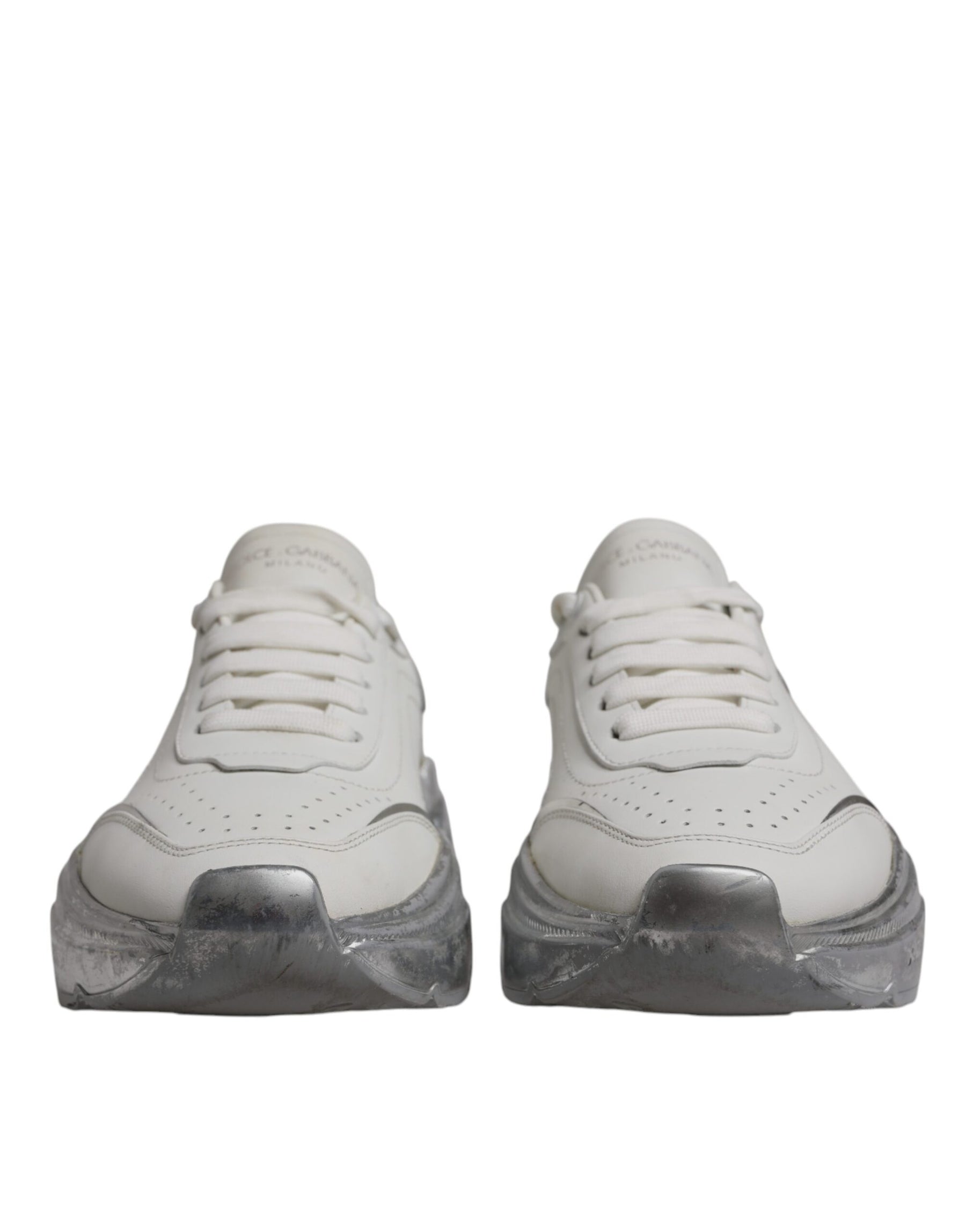 Dolce & Gabbana White Silver Daymaster Low Top Sneaker Shoes | Regal Royce