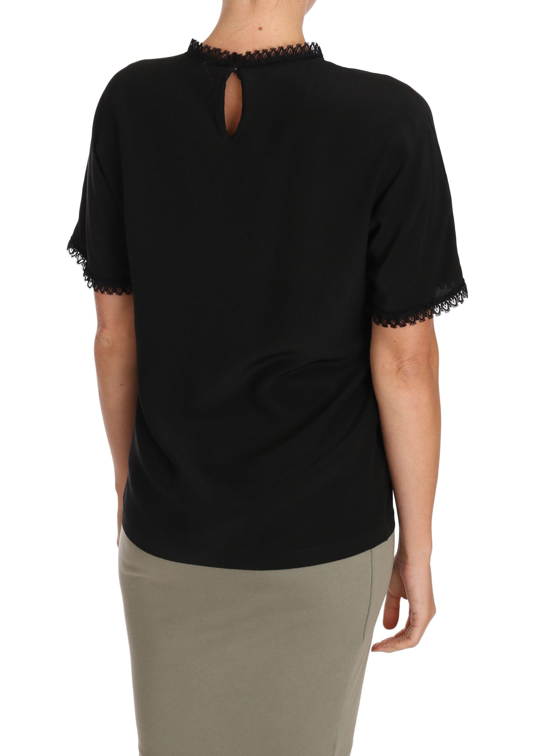 Dolce & Gabbana Black Silk Lace Top Blouse T-Shirt | Regal Royce