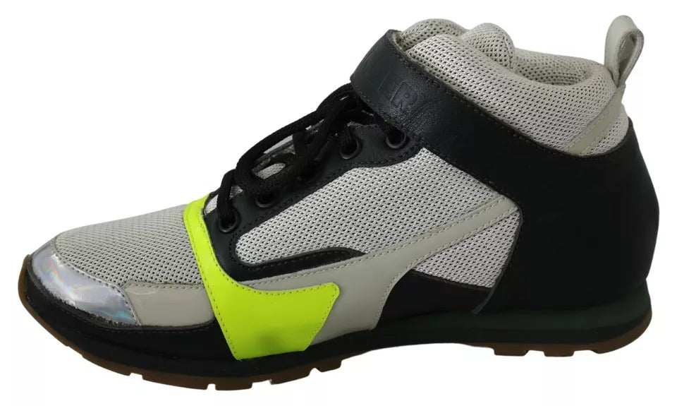 Jil Sander Fog Gray Neon Green Black Lace-Up Strap Shoes | Regal Royce