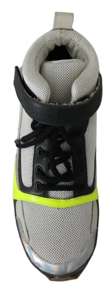 Jil Sander Fog Gray Neon Green Black Lace-Up Strap Shoes | Regal Royce