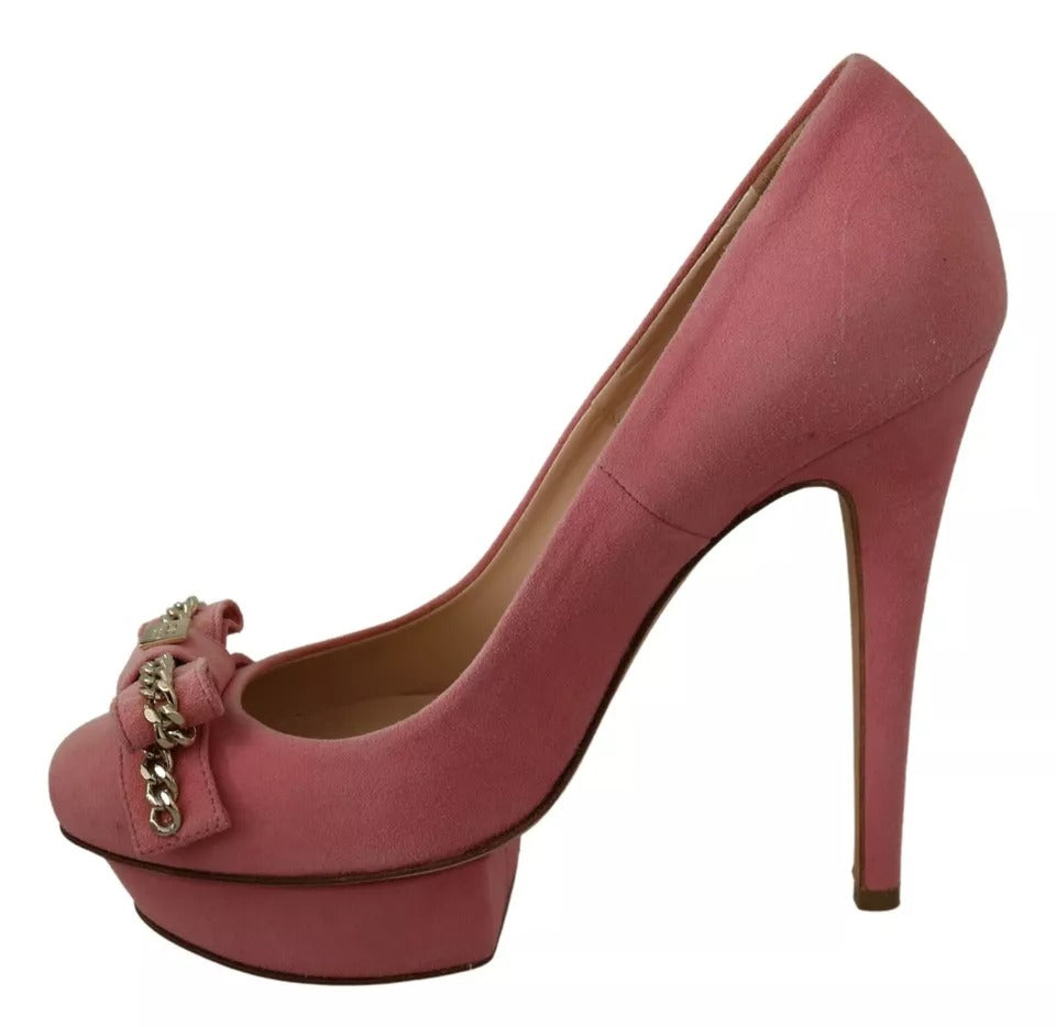 Elisabetta Franchi Pink Bow Stiletto Heel Pumps Shoes | Regal Royce