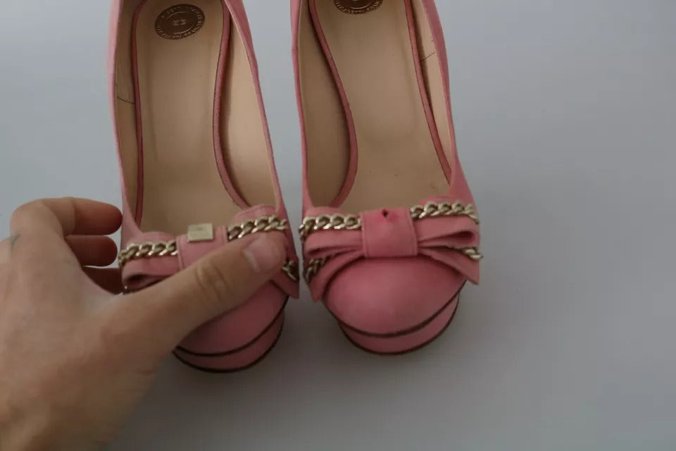 Elisabetta Franchi Pink Bow Stiletto Heel Pumps Shoes | Regal Royce