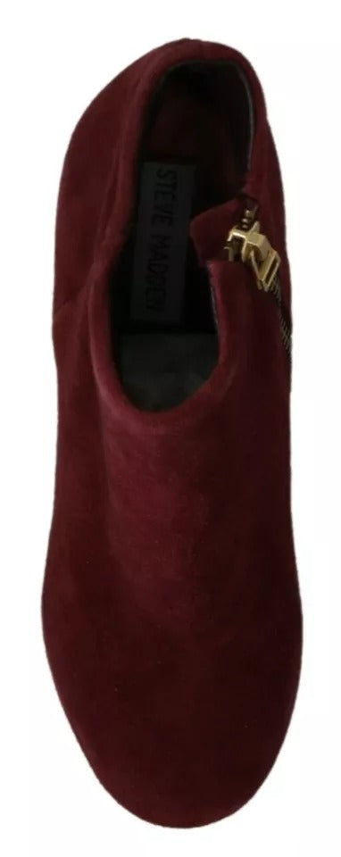 Steve Madden Maroon Blush Velvet Suede Penelope Ankle Boots Shoes | Regal Royce