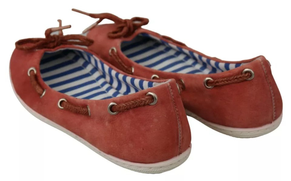 Pantofola D'Oro Coral Suede Lace Bow Loafers Ballet Flat Shoes | Regal Royce