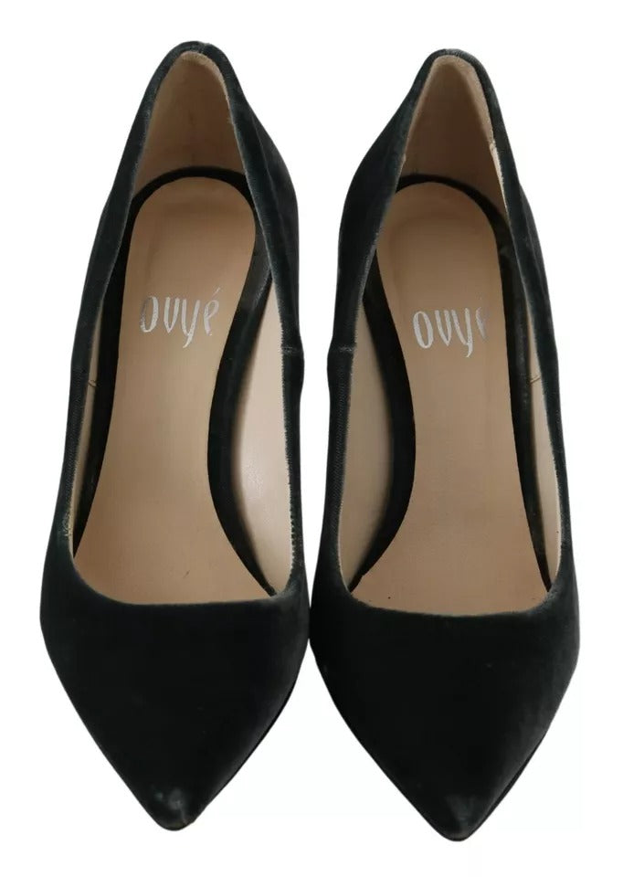Ovyé Gray Velvet Dress Stiletto Pumps Shoes | Regal Royce