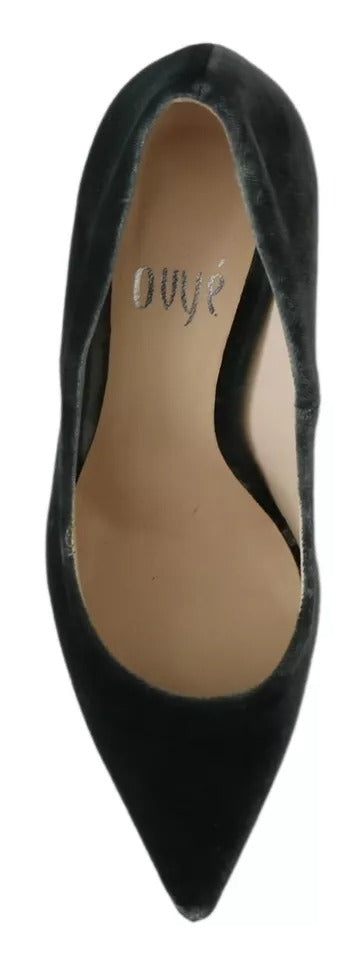 Ovyé Gray Velvet Dress Stiletto Pumps Shoes | Regal Royce